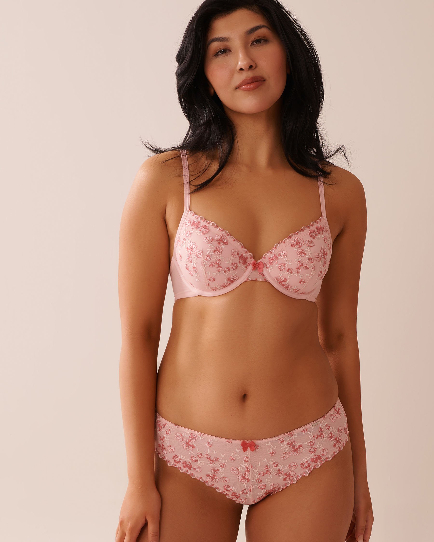 LA VIE EN ROSE Lightly Lined Spacer Foam Demi Bra Pink Flowers 10200490 - View1