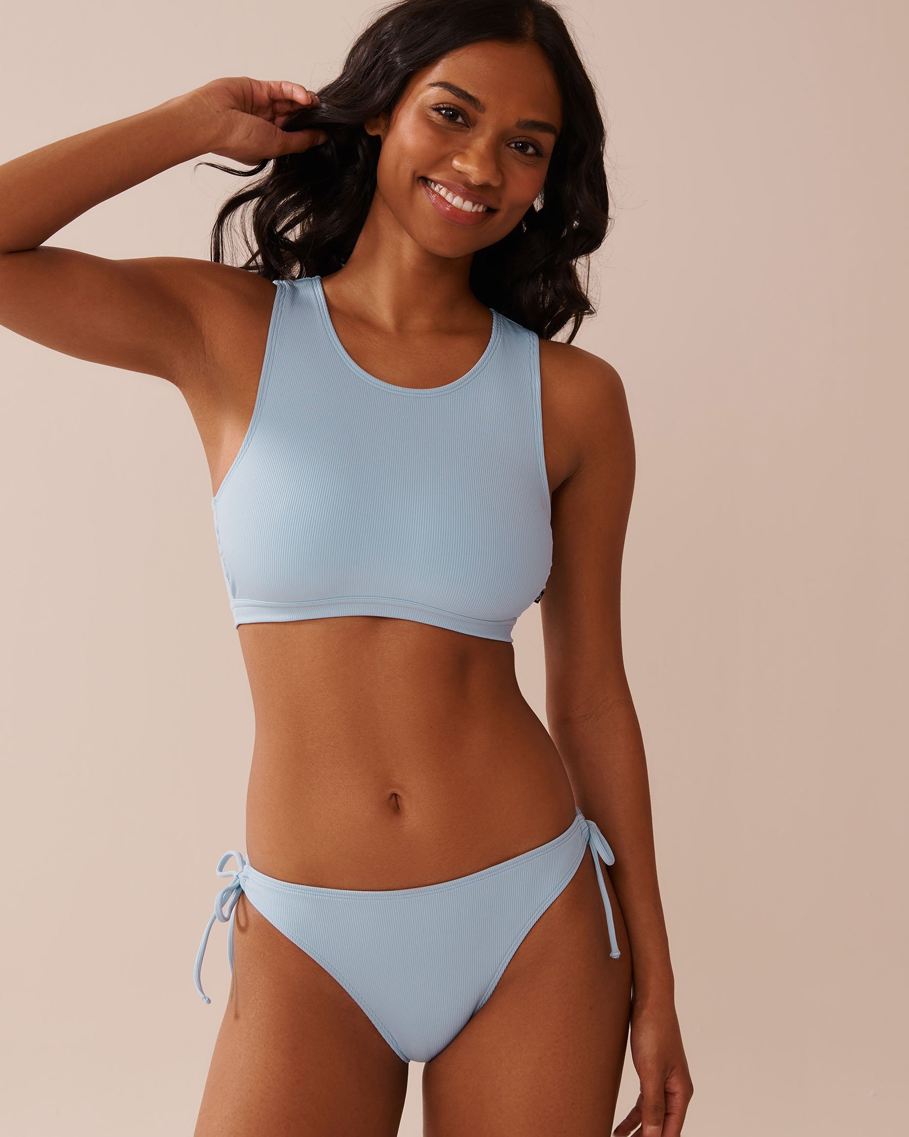 LA VIE EN ROSE AQUA POWDER BLUE High Neck Bralette Bikini Top Powder Blue 70100773 - View1