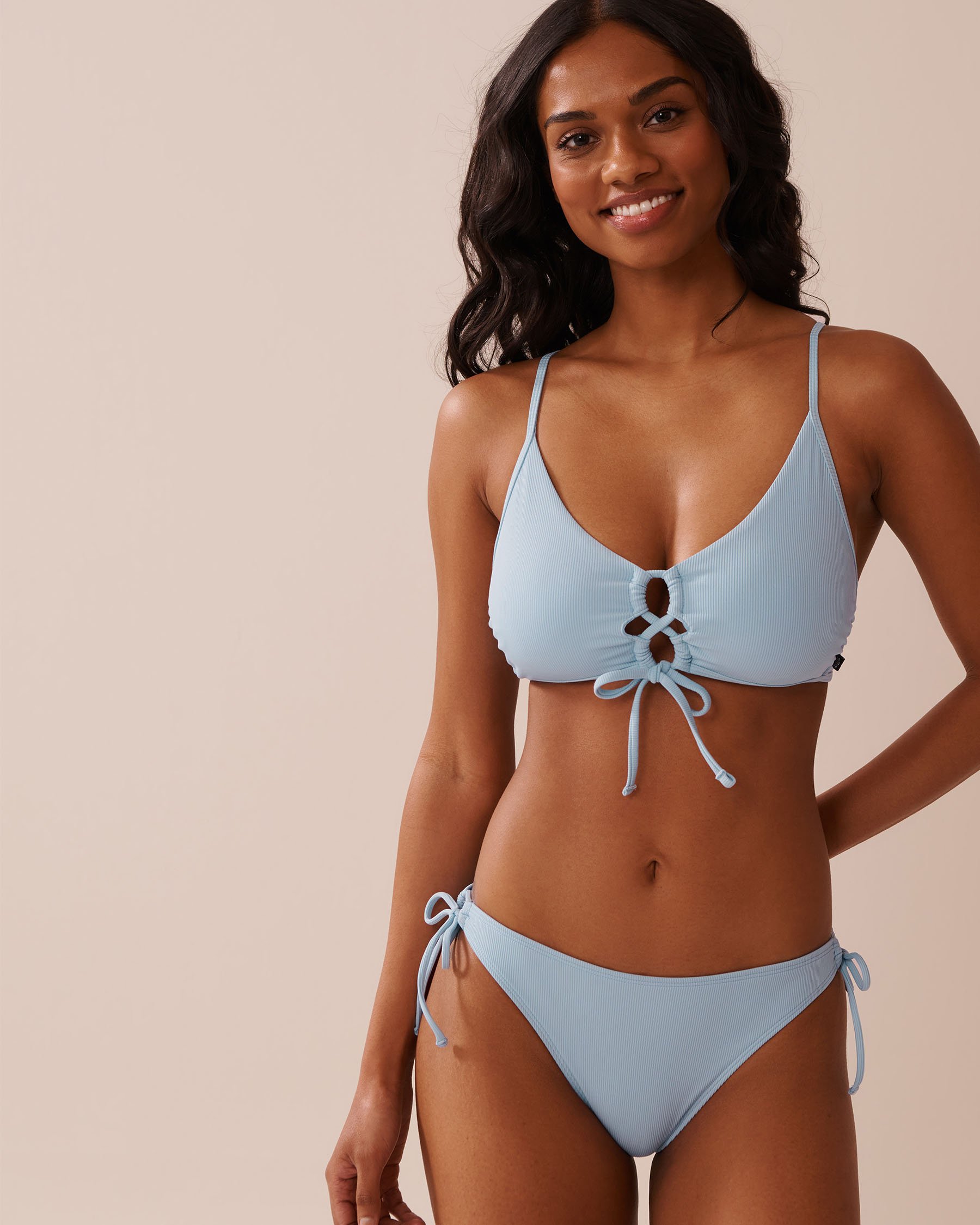 LA VIE EN ROSE AQUA POWDER BLUE Side Tie Brazilian Bikini Bottom Powder Blue 70300722 - View3