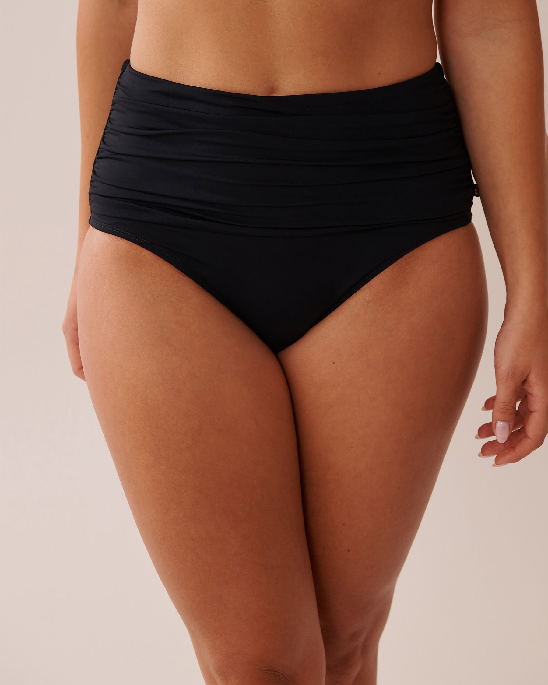 LA VIE EN ROSE AQUA Bas de bikini taille haute drapée BLACK Noir 70300634 - Voir1