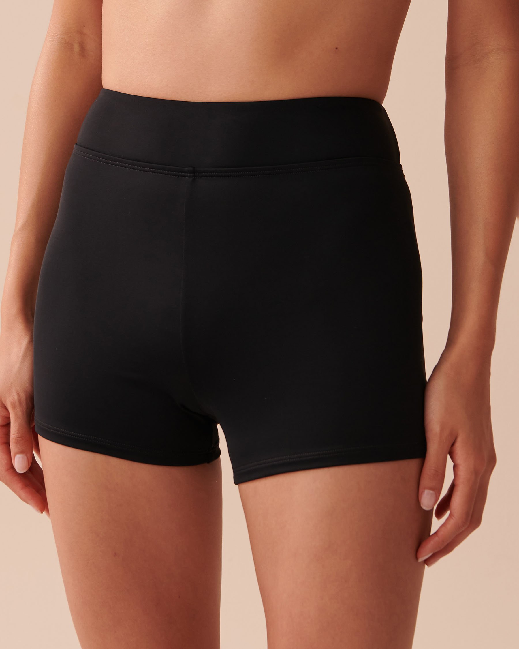 LA VIE EN ROSE AQUA BLACK High Waist Boyshort Bikini Bottom Black 70300635 - View1
