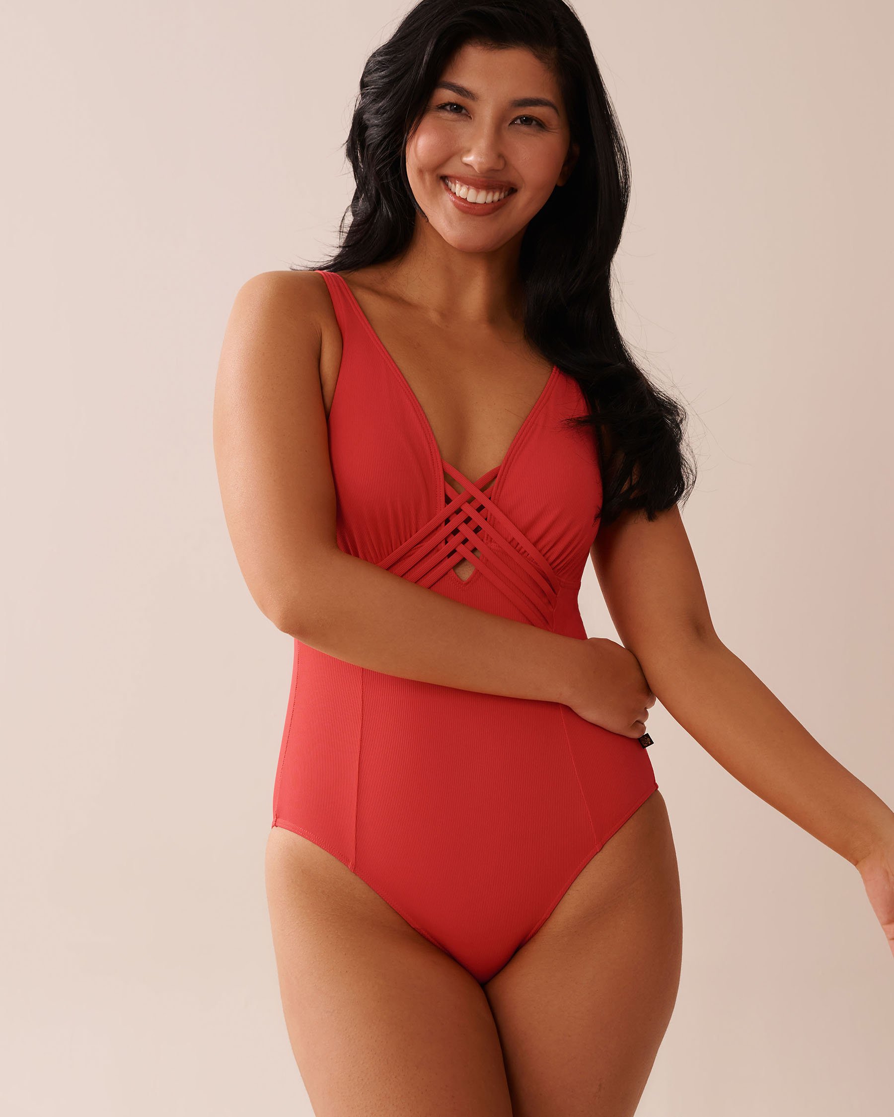 LA VIE EN ROSE AQUA Maillot une-pièce lissant DONATELLA Rouge hibiscus 70400172 - Voir3