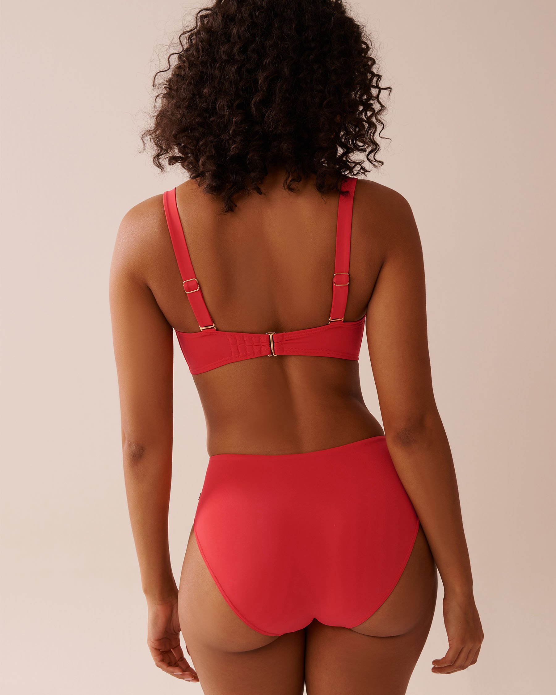 LA VIE EN ROSE AQUA Haut de bikini bandeau plissé bonnet D HIBISCUS Rouge hibiscus 70200168 - Voir3