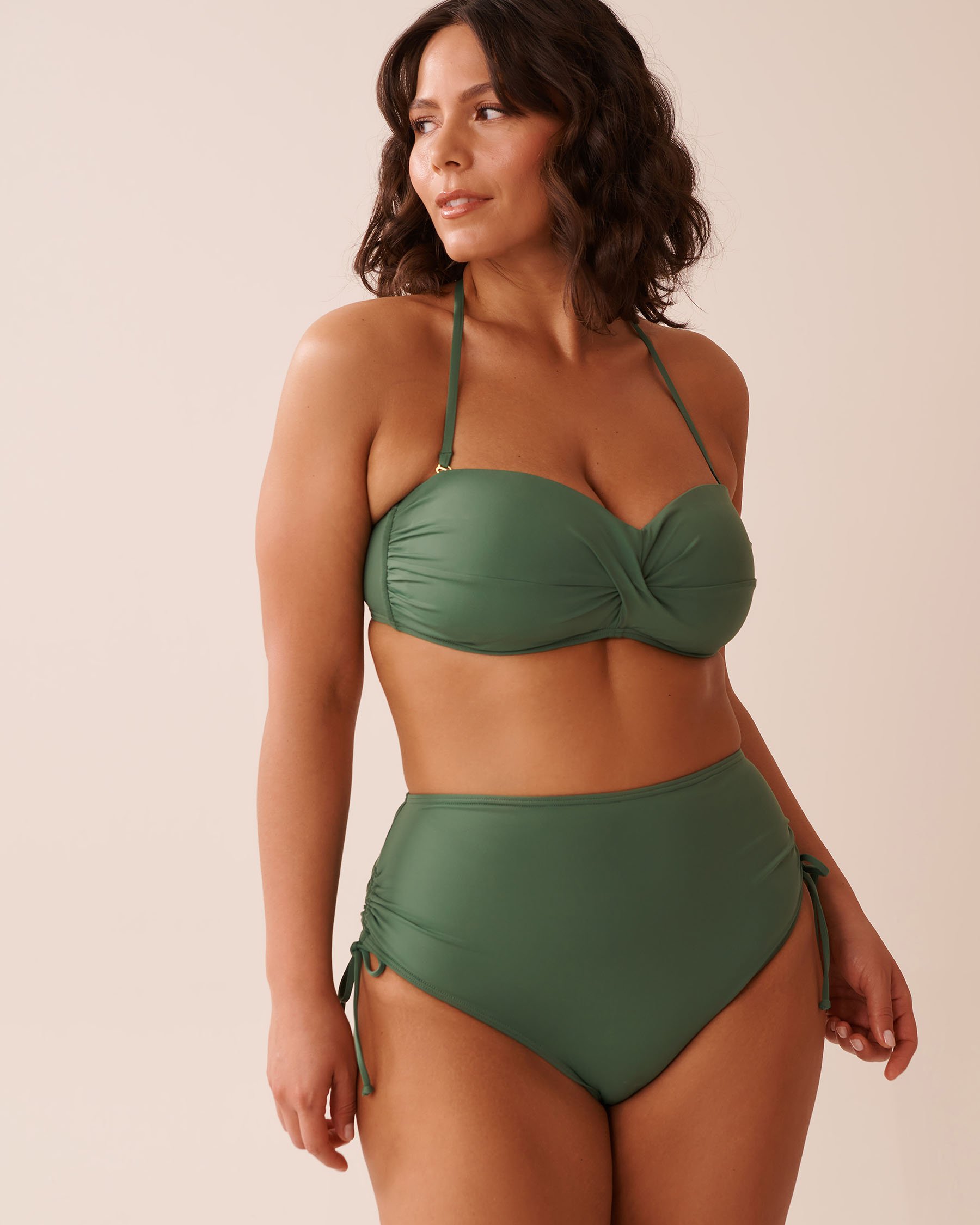 LA VIE EN ROSE AQUA Haut de bikini bandeau torsadé KHAKI Kaki 70100786 - Voir6