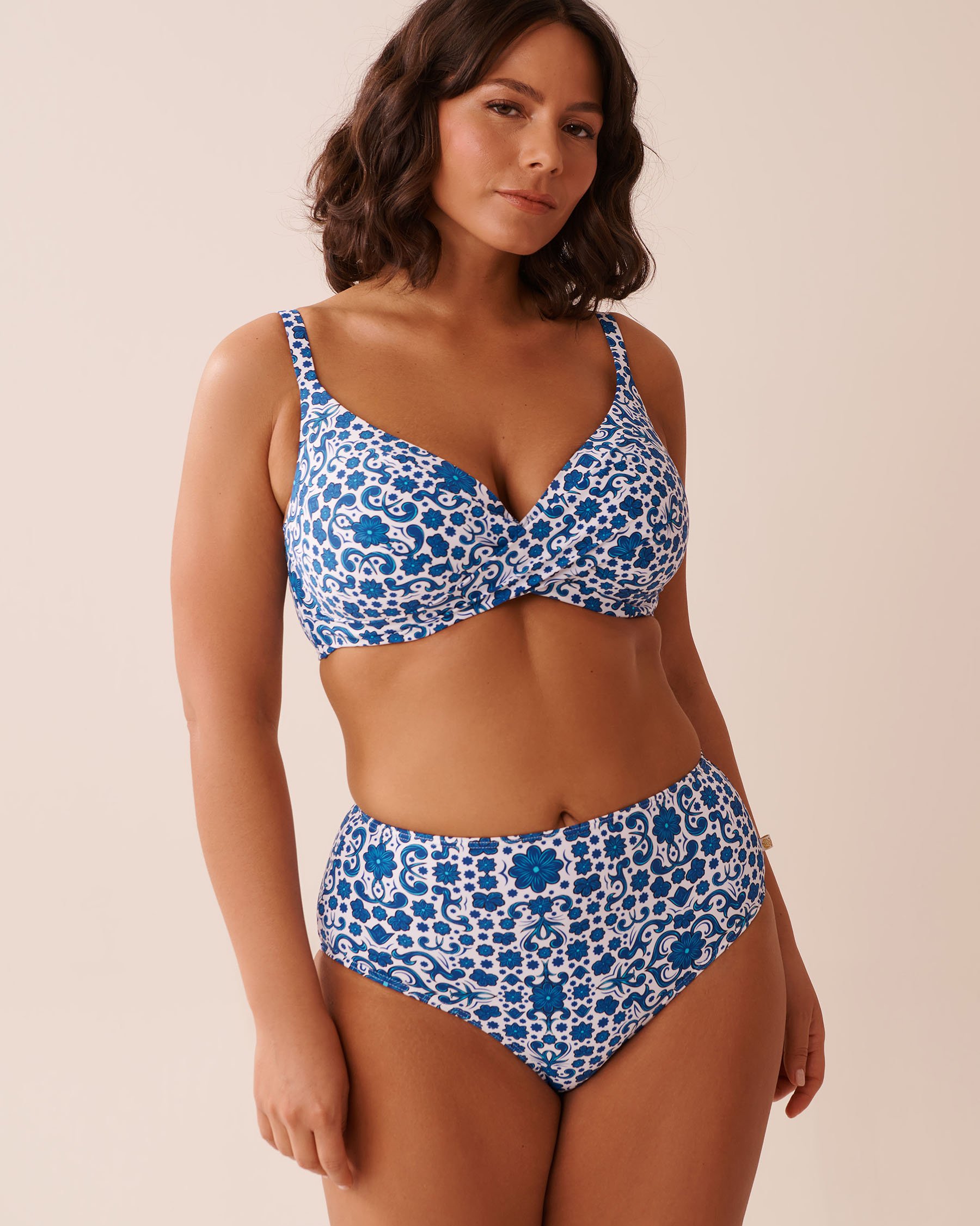 LA VIE EN ROSE AQUA Bas de bikini taille haute MEDITERRANEAN TILE Mosaïque bleue 70300738 - View6