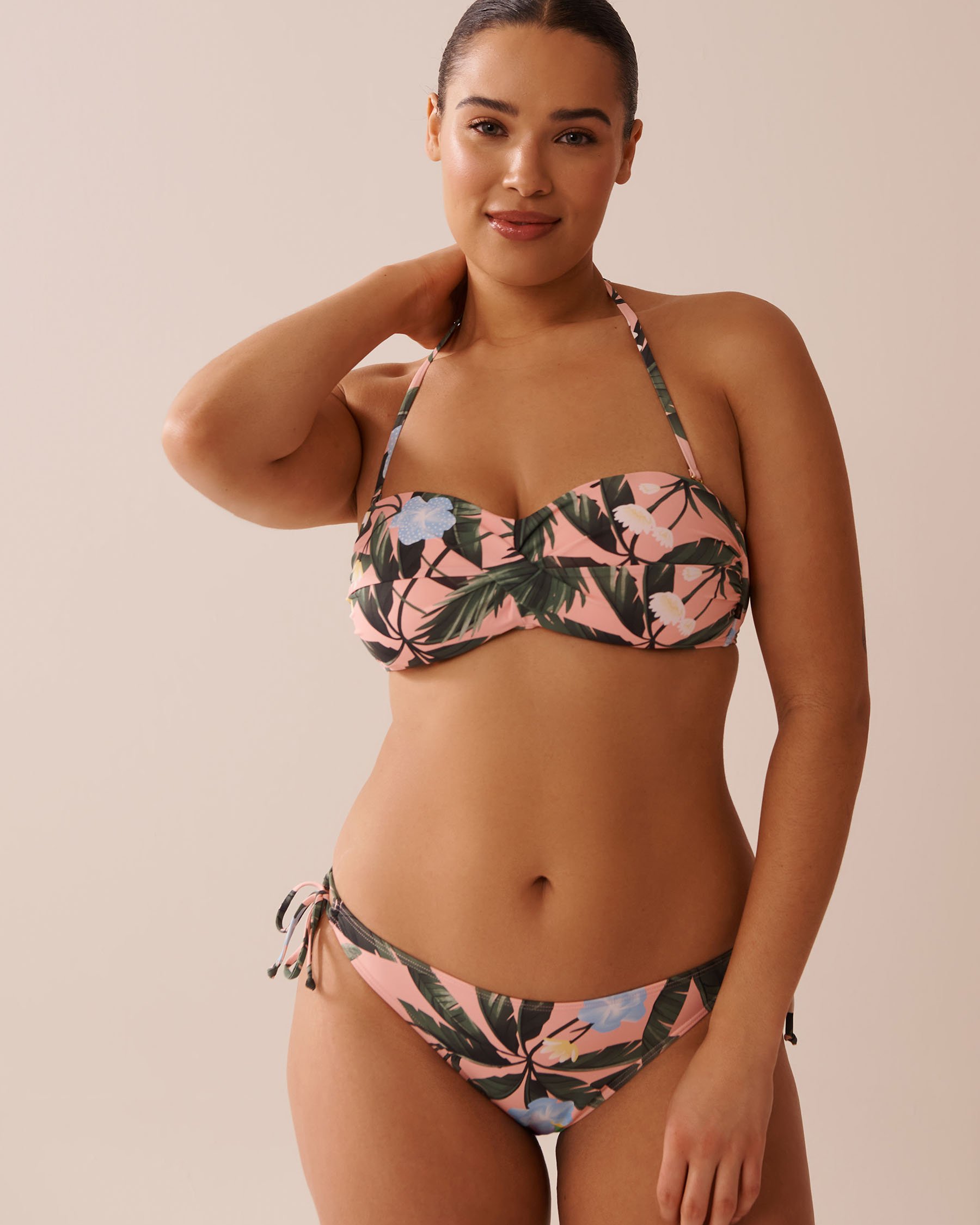 LA VIE EN ROSE AQUA Bas de bikini brésilien noué aux hanches PEACHY TROPICS Tropical/Pêche 70300724 - View4