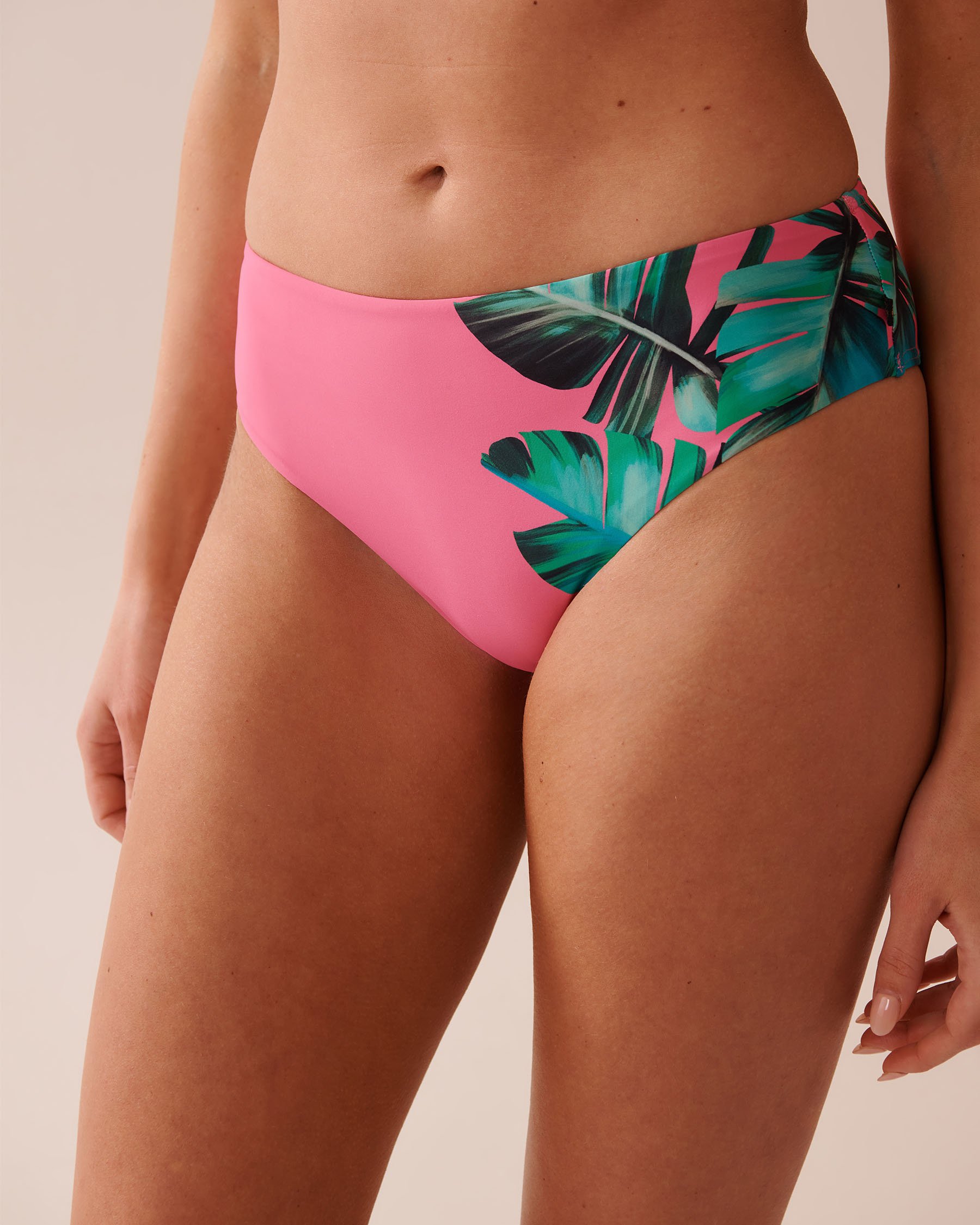 LA VIE EN ROSE AQUA PINK PALM Mid Waist Cheeky Bikini Bottom Pink Palm 70300708 - View1