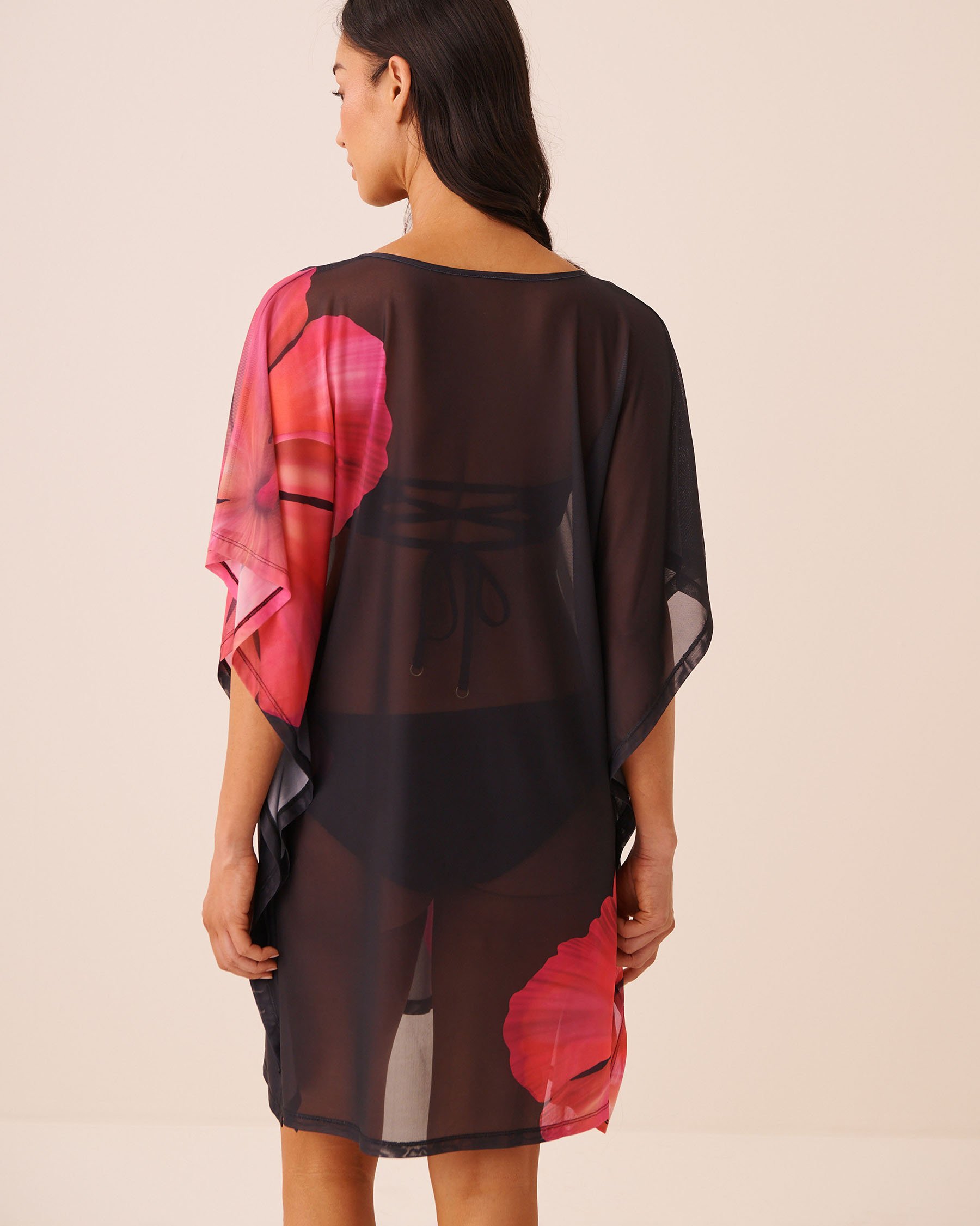 LA VIE EN ROSE AQUA Caftan en résille Hibiscus 80400082 - Voir2