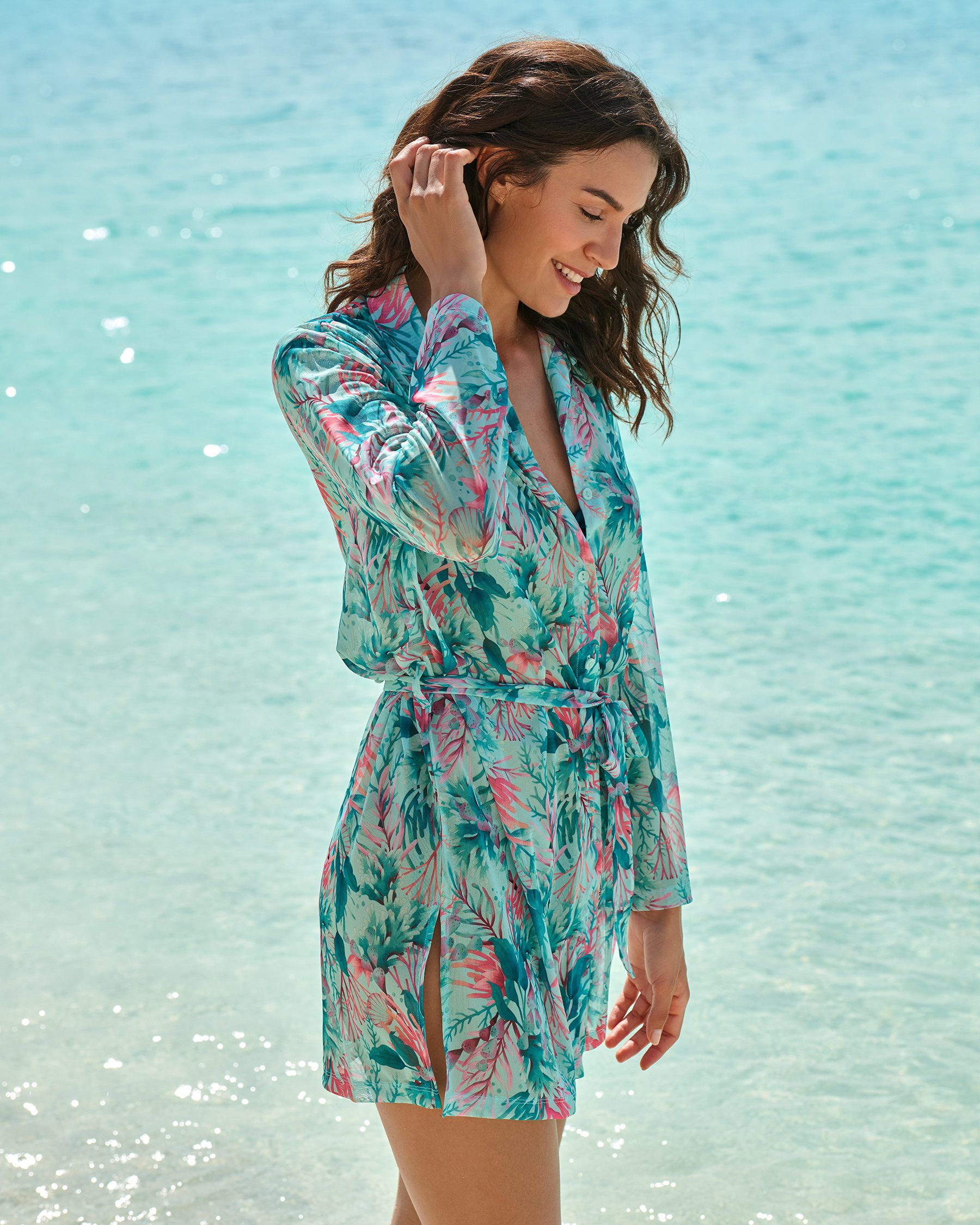 LA VIE EN ROSE AQUA Chemise longue en résille Récif enchanté 80100041 - Voir2