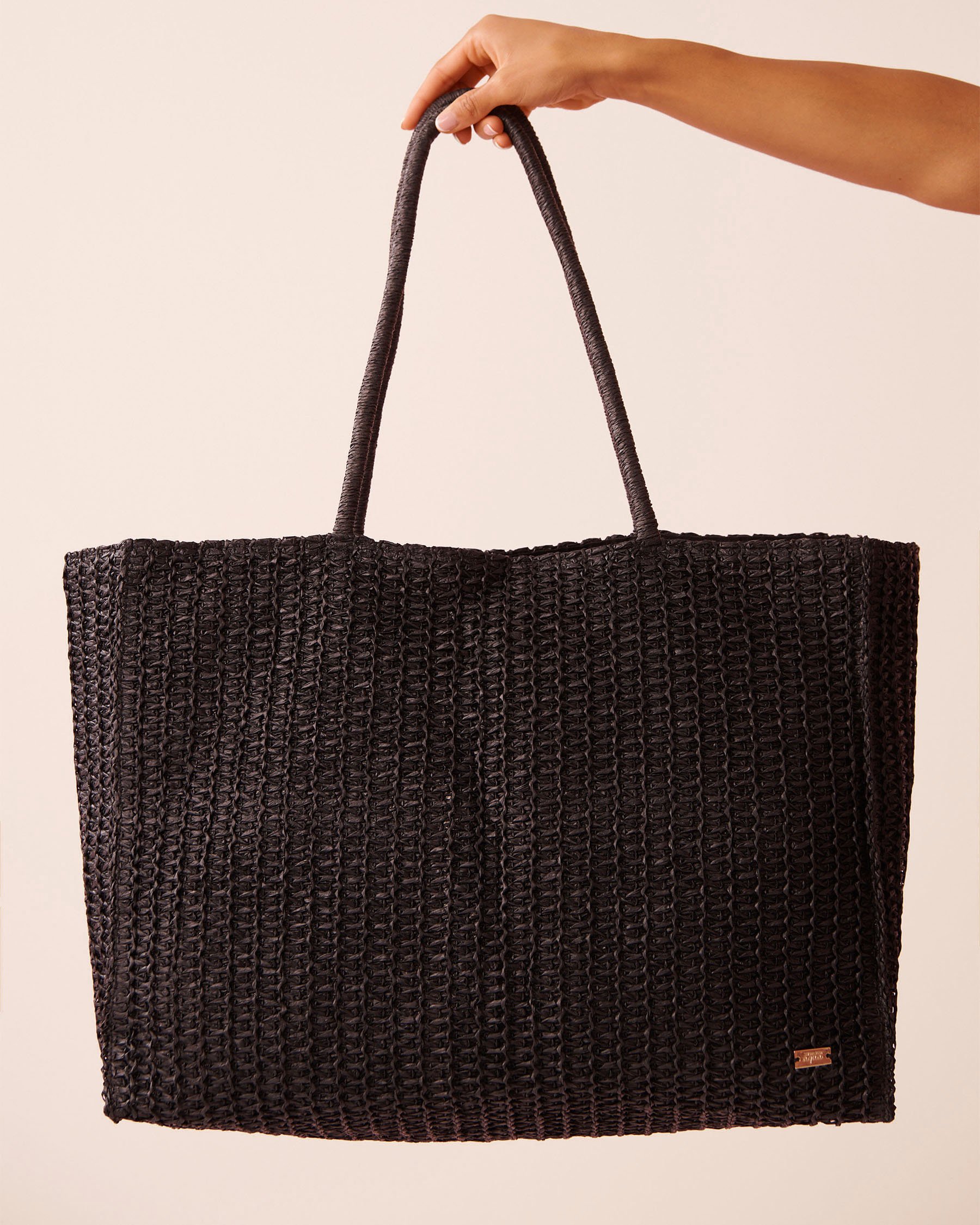 LA VIE EN ROSE AQUA Sac fourre-tout en paille Noir 80500124 - Voir2