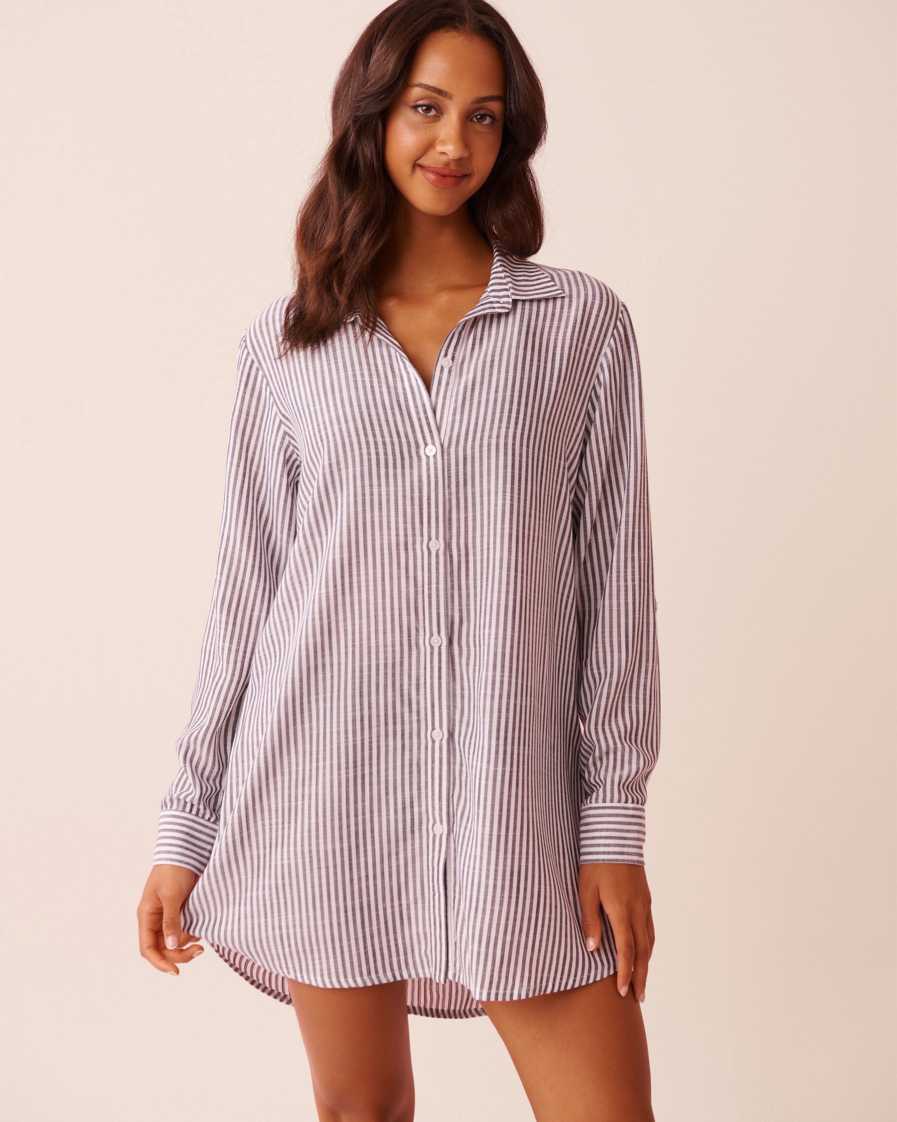 LA VIE EN ROSE AQUA Chemise longue à rayures Rayures noires et blanches 80100042 - Voir1