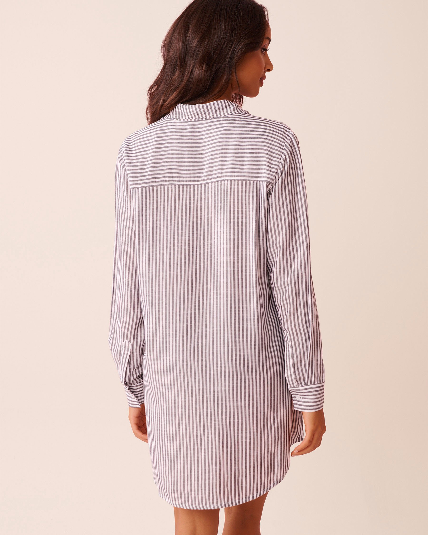 LA VIE EN ROSE AQUA Chemise longue à rayures Rayures noires et blanches 80100042 - Voir2