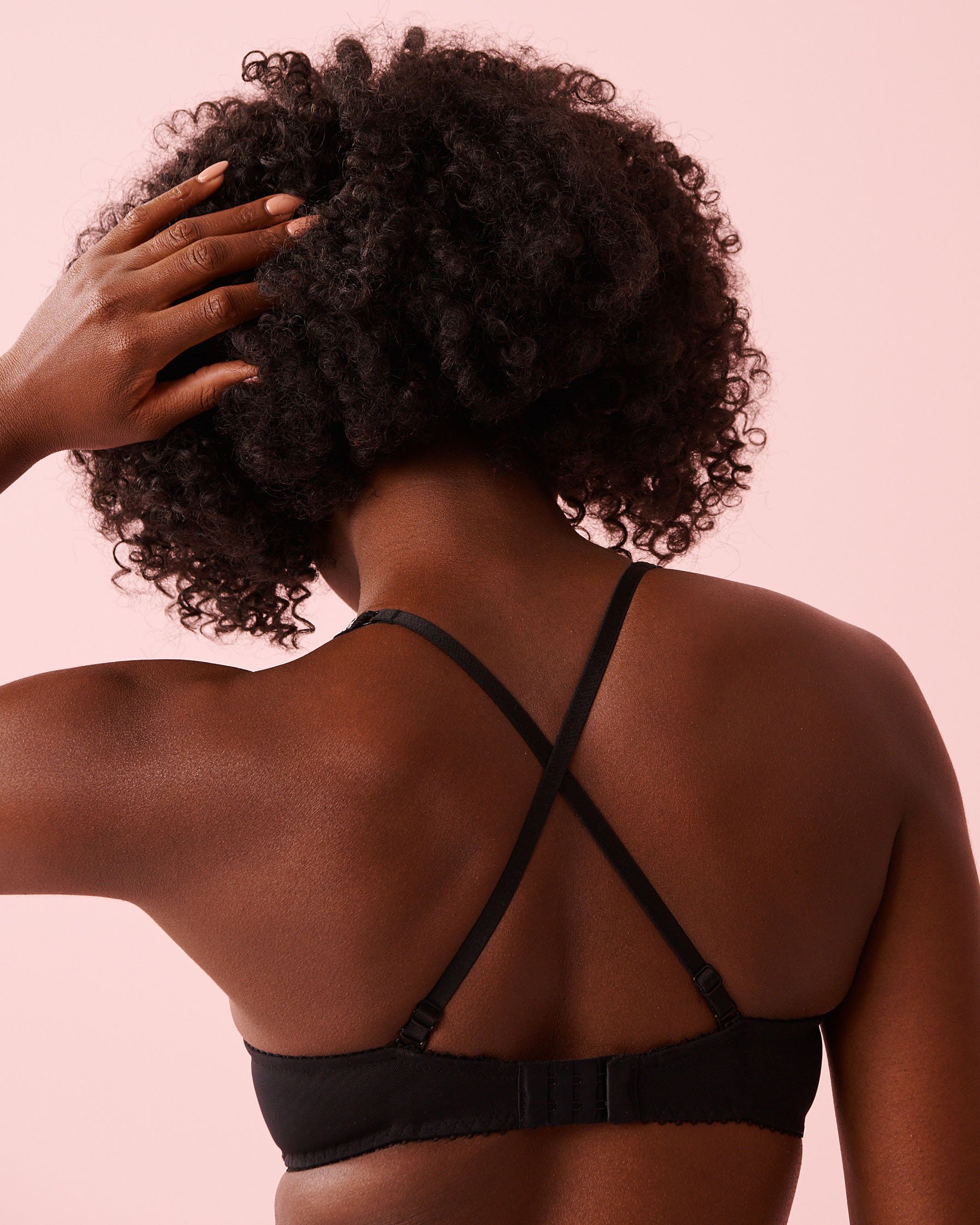 LA VIE EN ROSE Soutien-gorge push-up plongeant demi-buste Noir/Marguerites 10300231 - Voir3