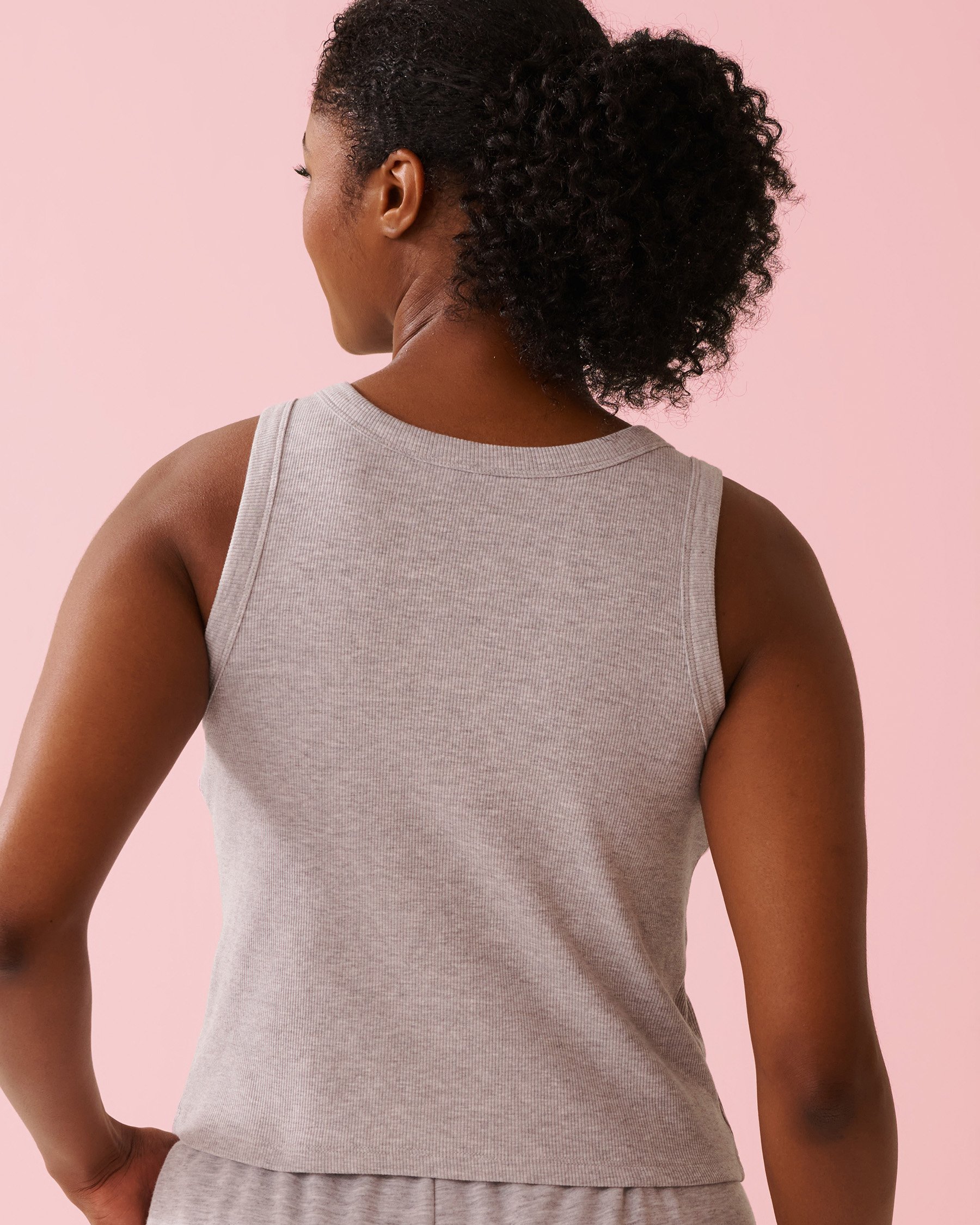 LA VIE EN ROSE Camisole côtelée à soutien intégré en coton Gris 50100124 - Voir2