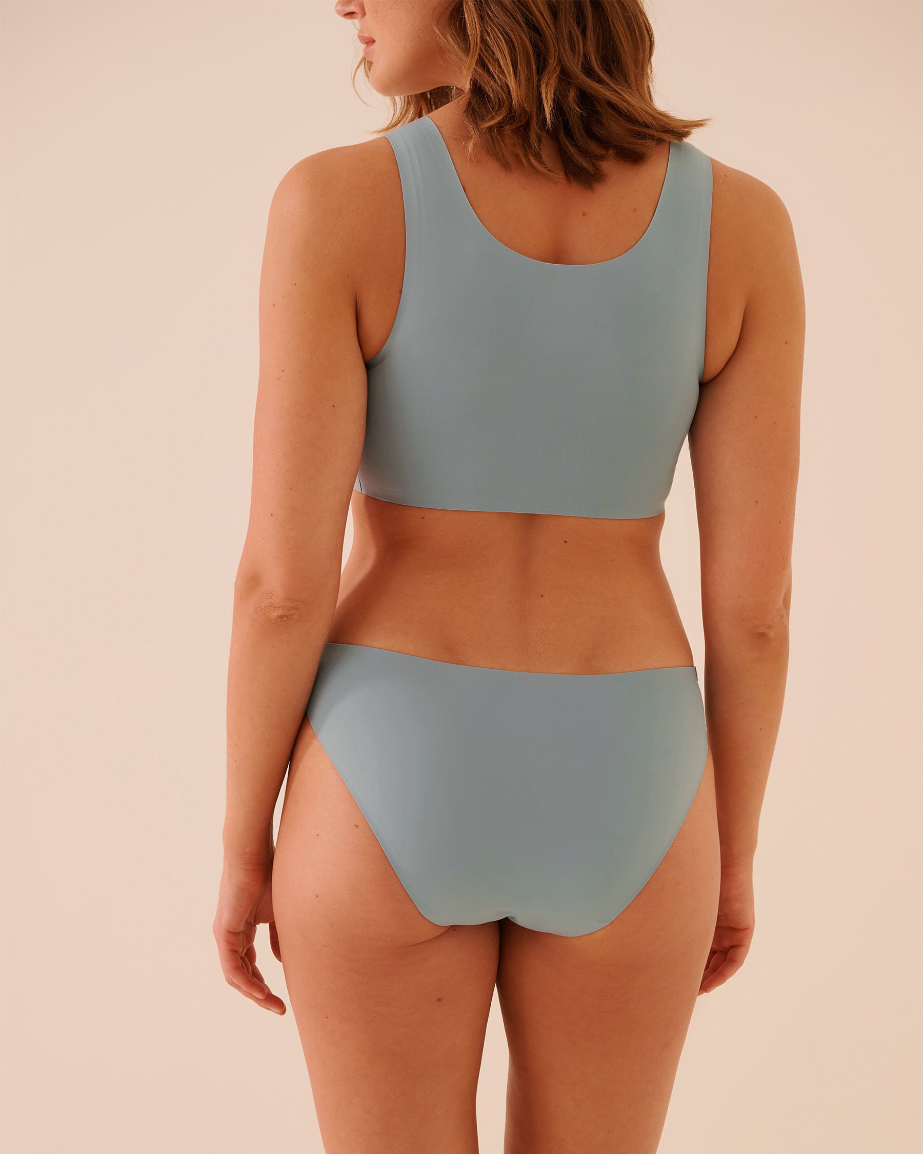 LA VIE EN ROSE Culotte menstruelle coupe bikini avec dentelle absorption régulière Bleu gris 20400031 - Voir2