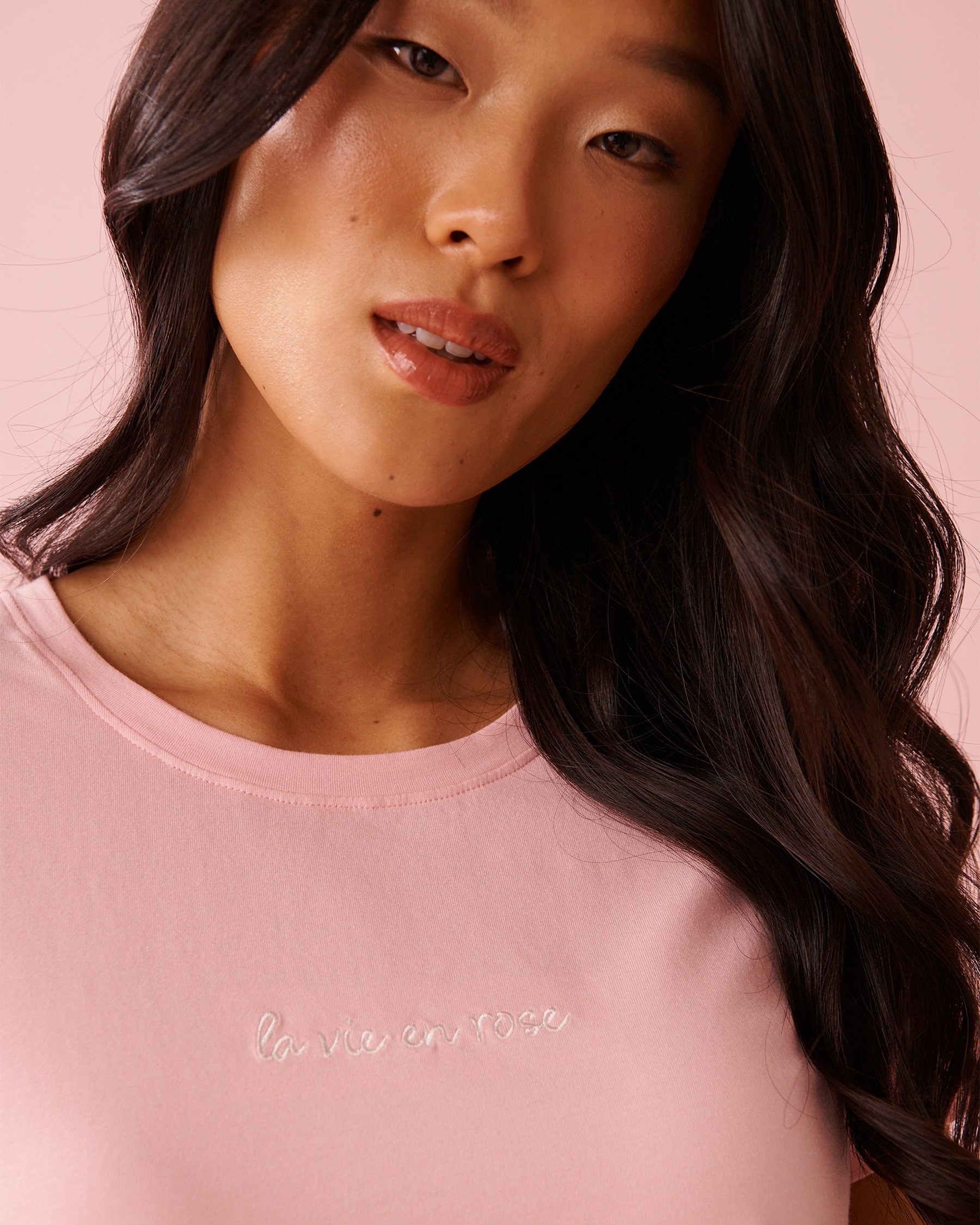 LA VIE EN ROSE Cotton Short Sleeve T-shirt Dreamy Pink 40100825 - View2