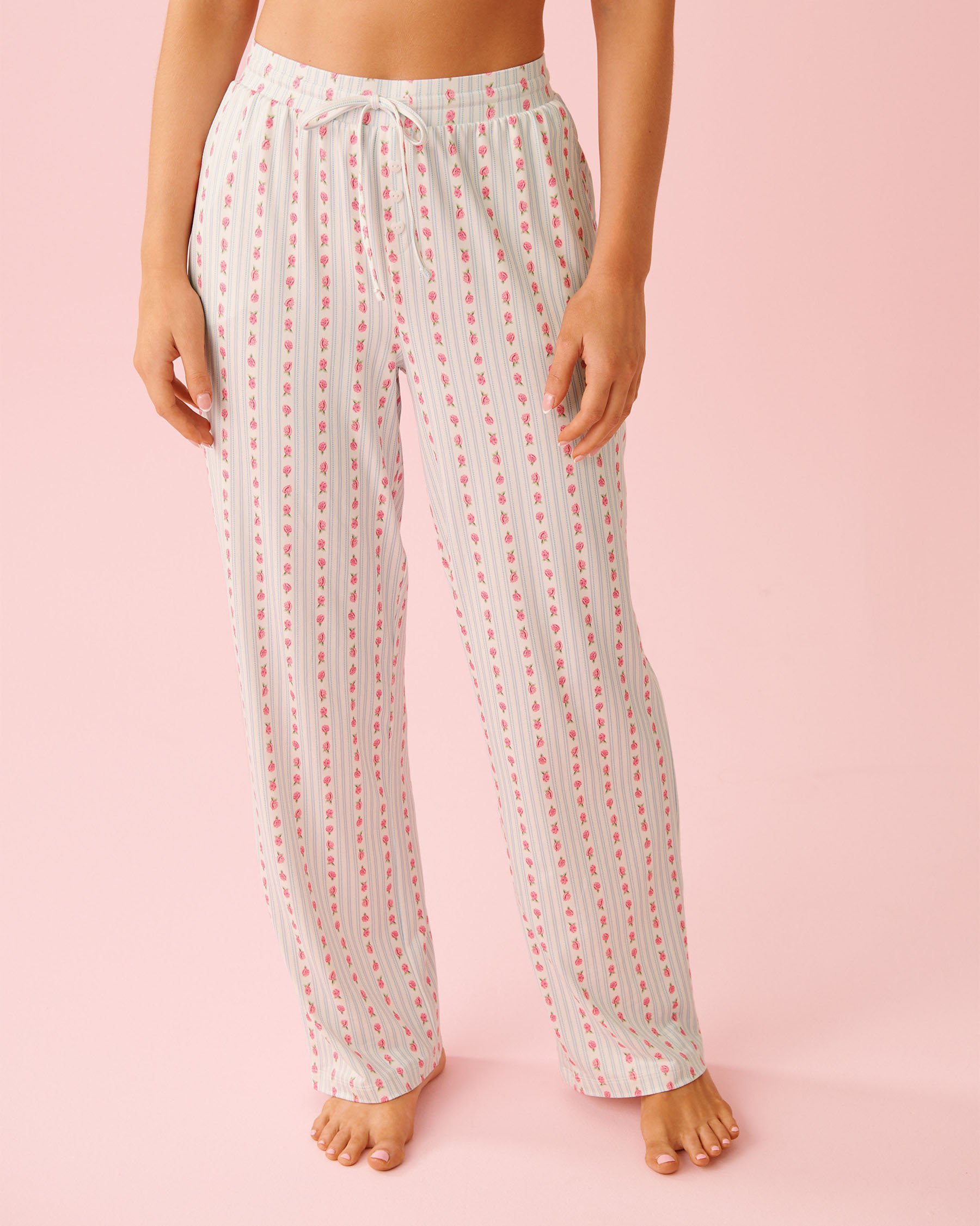 LA VIE EN ROSE Rose Print Super Soft Pajama Pants Rose Stripe 40200809 - View1