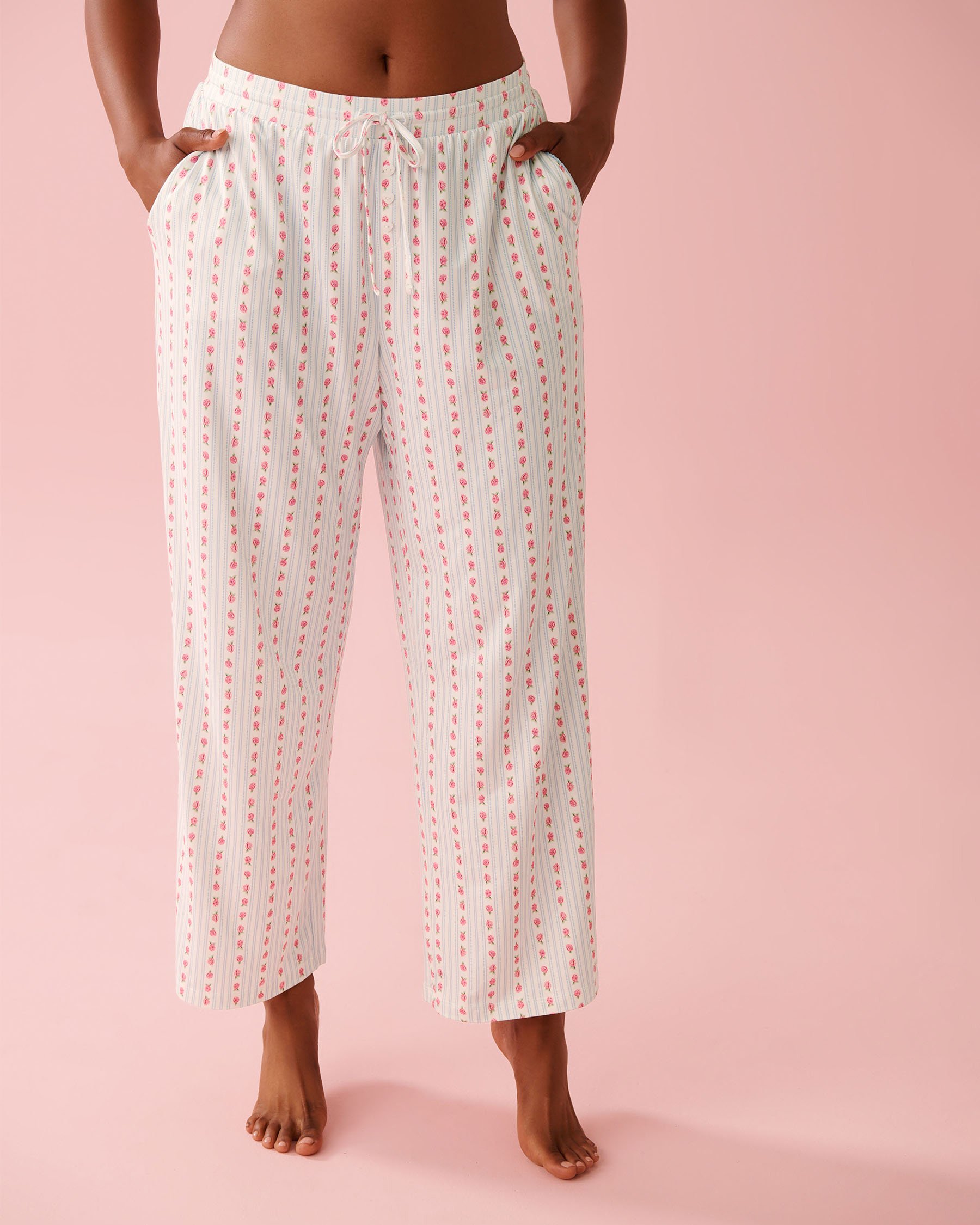 LA VIE EN ROSE Rose Print Super Soft Pajama Pants Rose Stripe 40200809 - View3