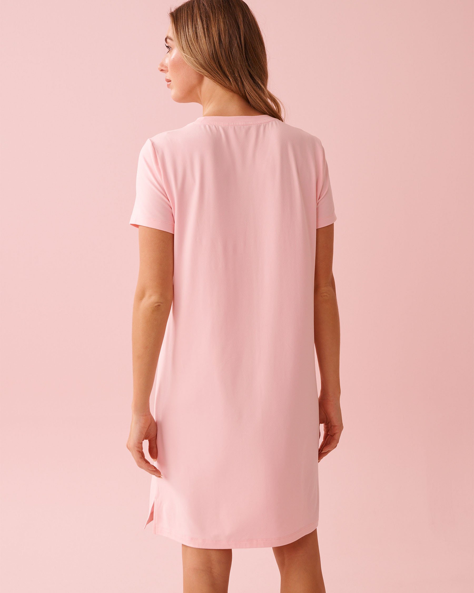 LA VIE EN ROSE Chemise de nuit ultra douce imprimé ourson relax Rose poudré 40500475 - View2