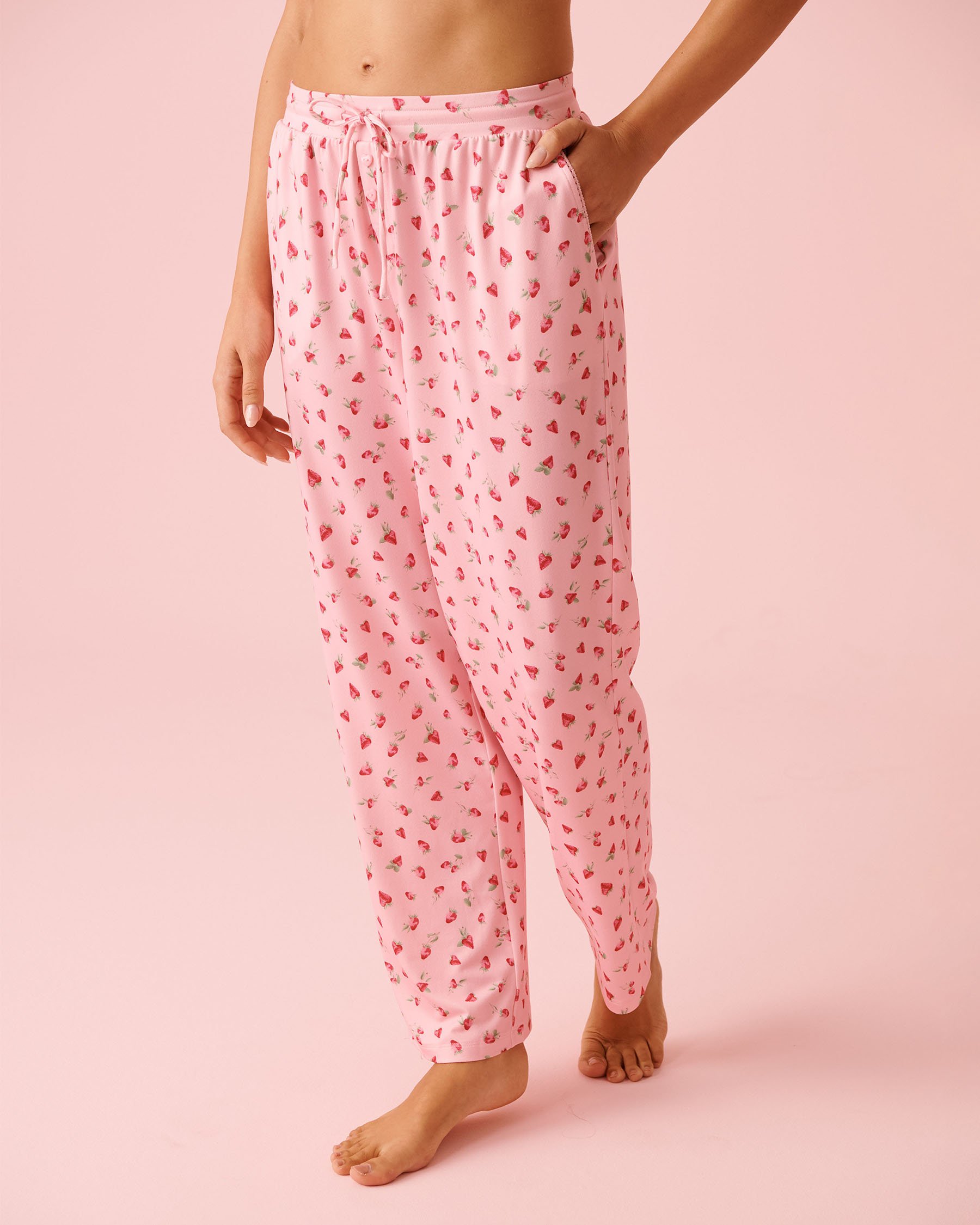 LA VIE EN ROSE Strawberry Print Super Soft Pajama Pants Pink 40200812 - View1