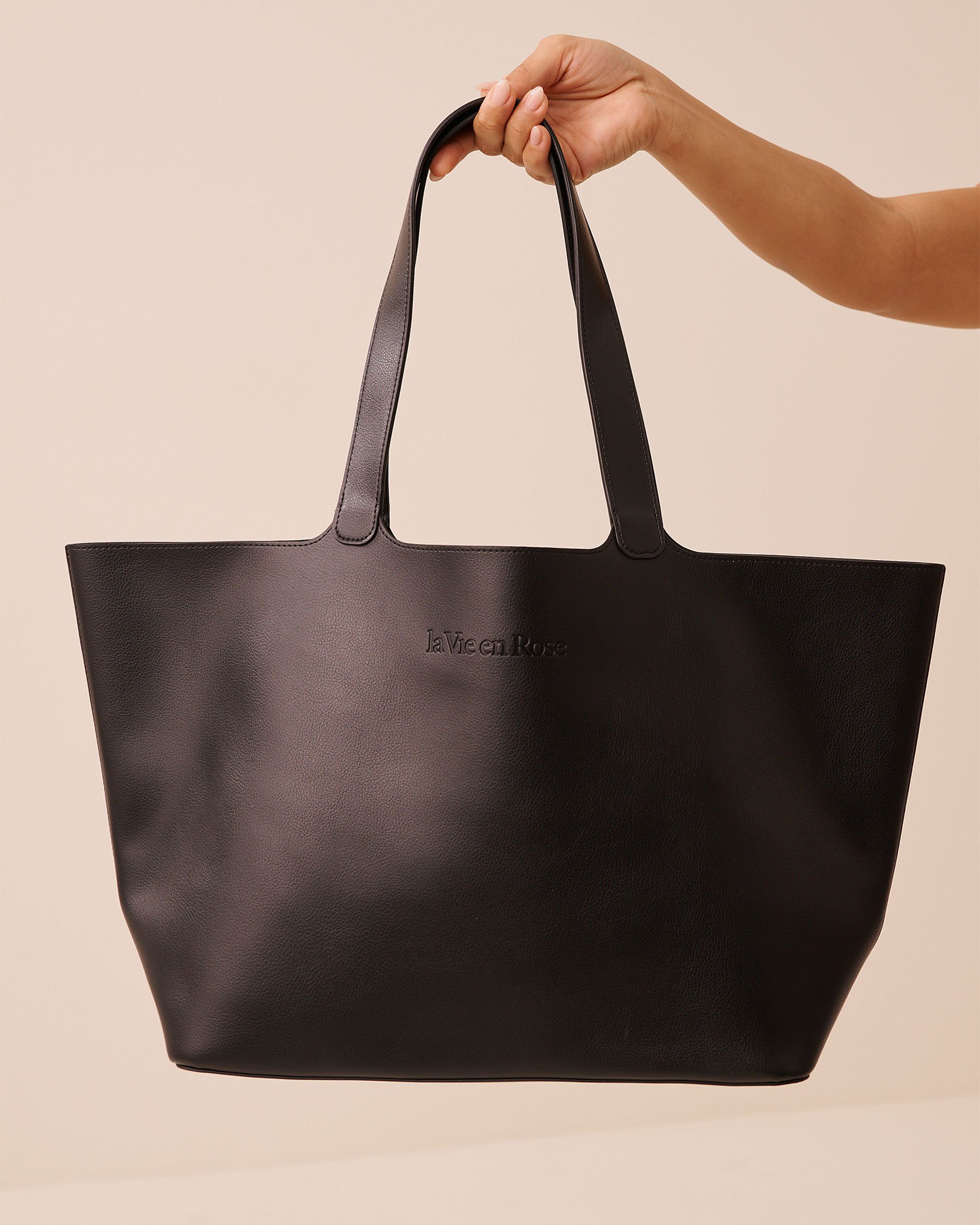 LA VIE EN ROSE Sac fourre-tout en faux cuir Noir 40700467 - View1