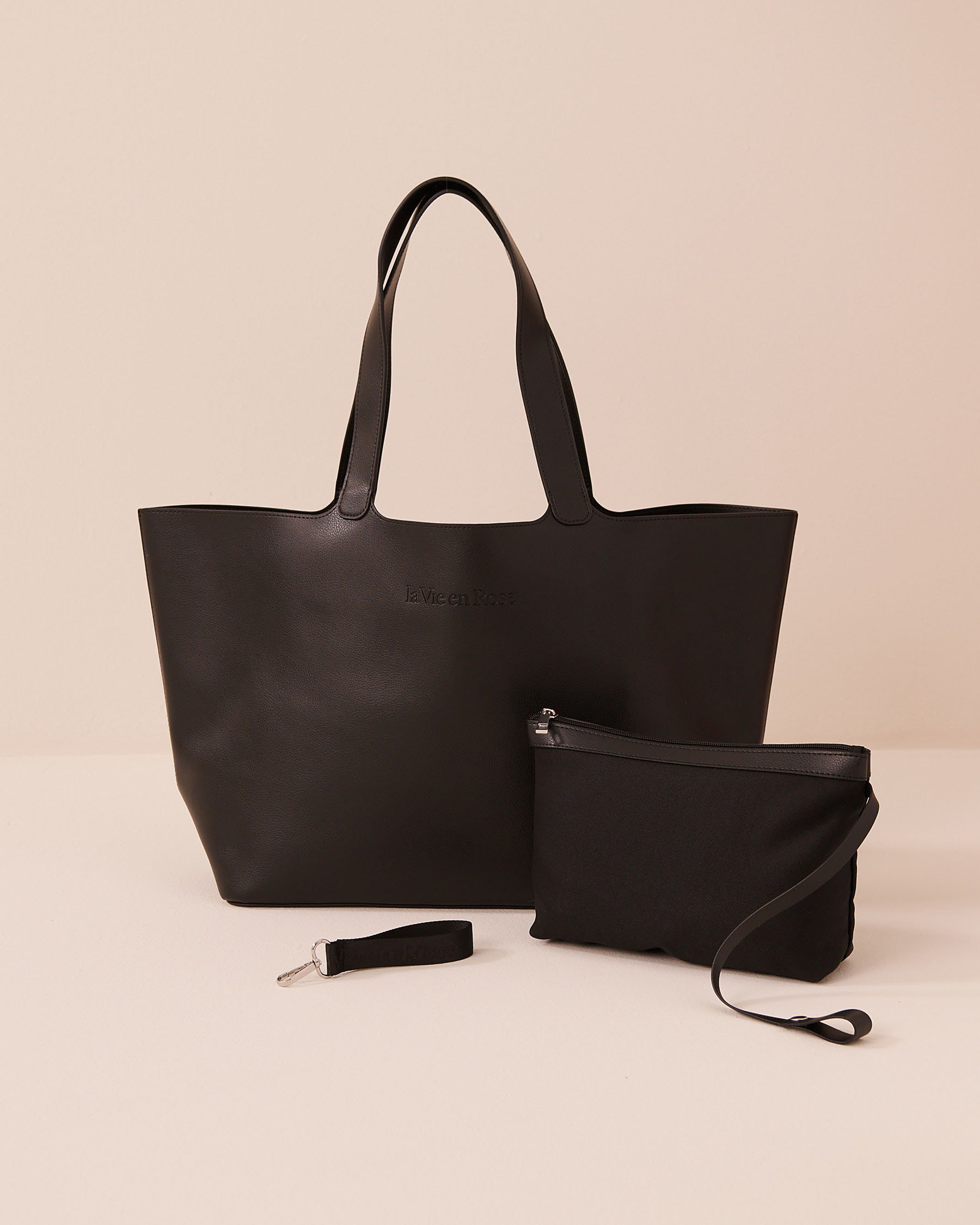 LA VIE EN ROSE Sac fourre-tout en faux cuir Noir 40700467 - View3