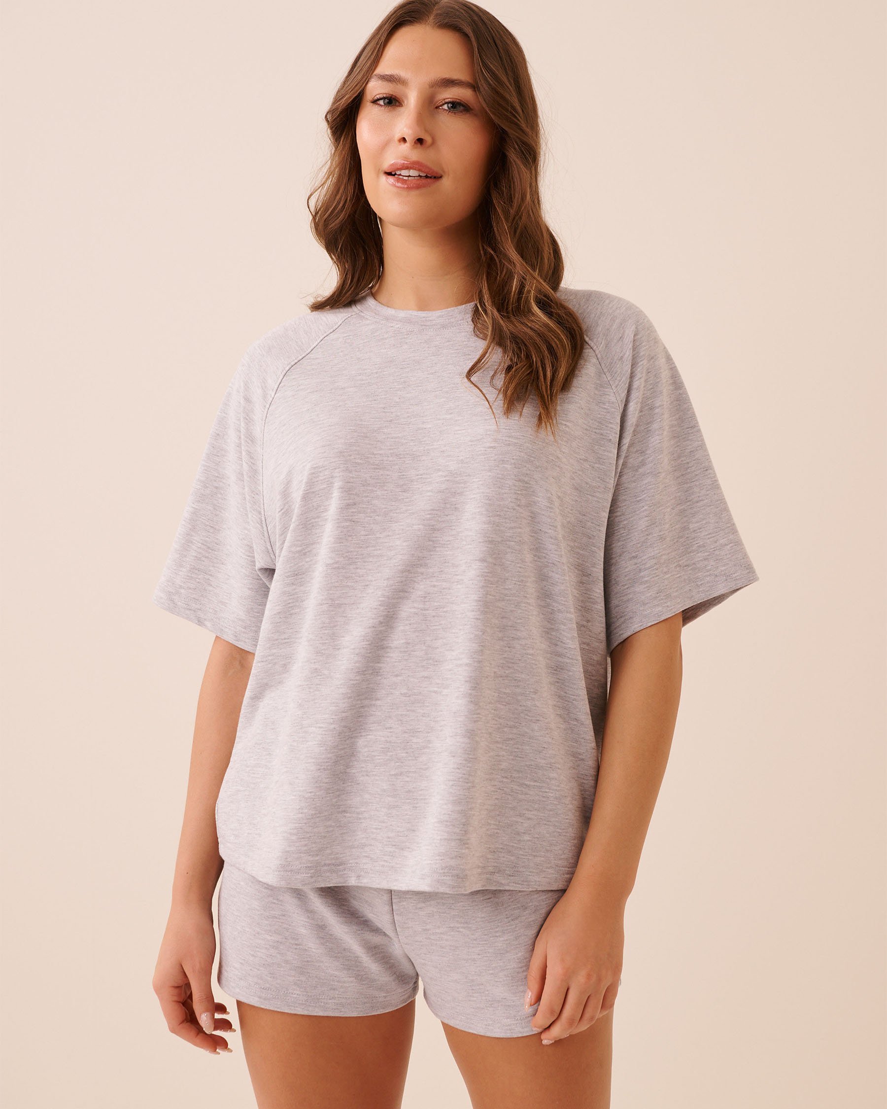 LA VIE EN ROSE T-shirt manches courtes en molleton Gris 50100127 - Voir1