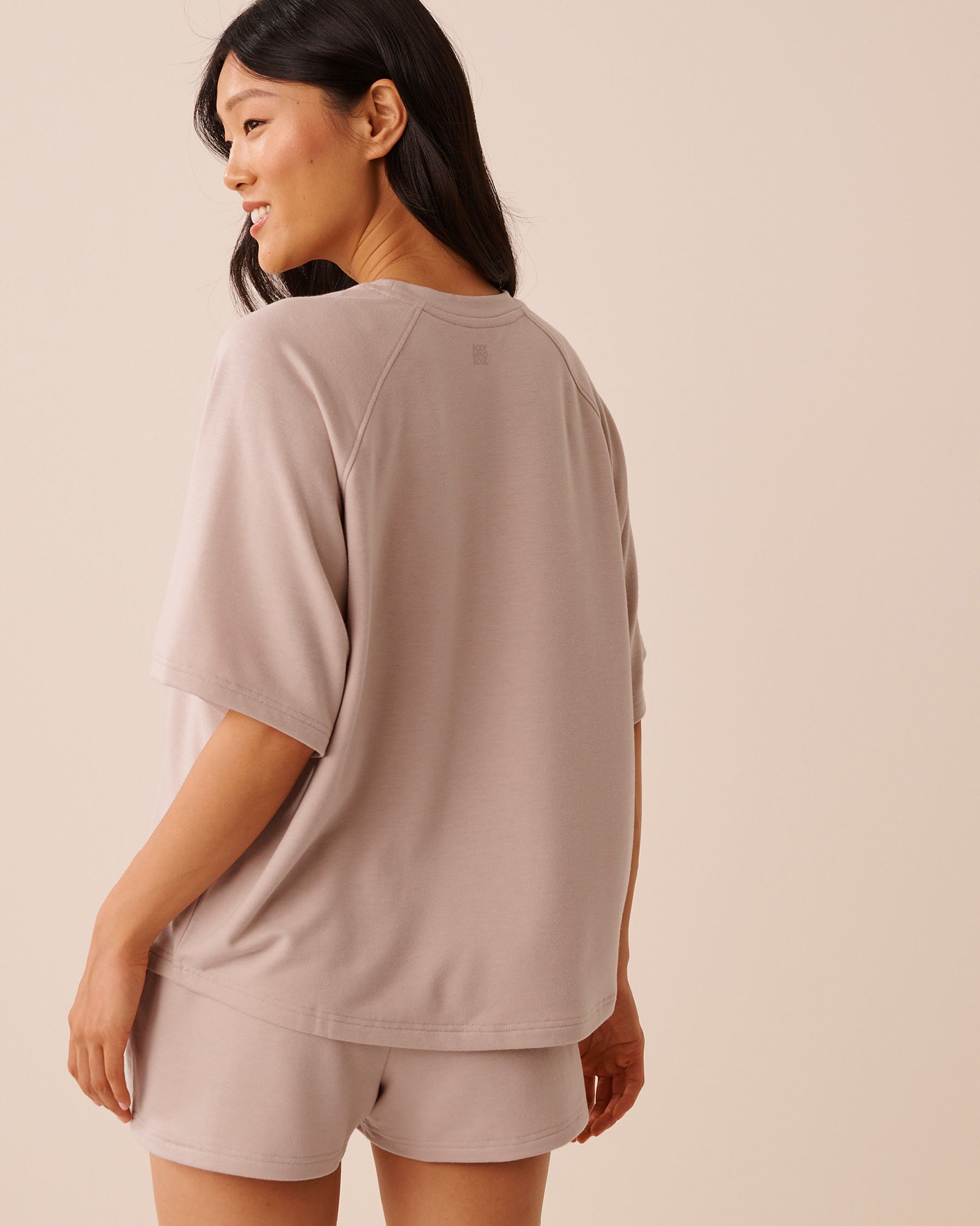 LA VIE EN ROSE T-shirt manches courtes en molleton Beige grisé 50100127 - Voir2