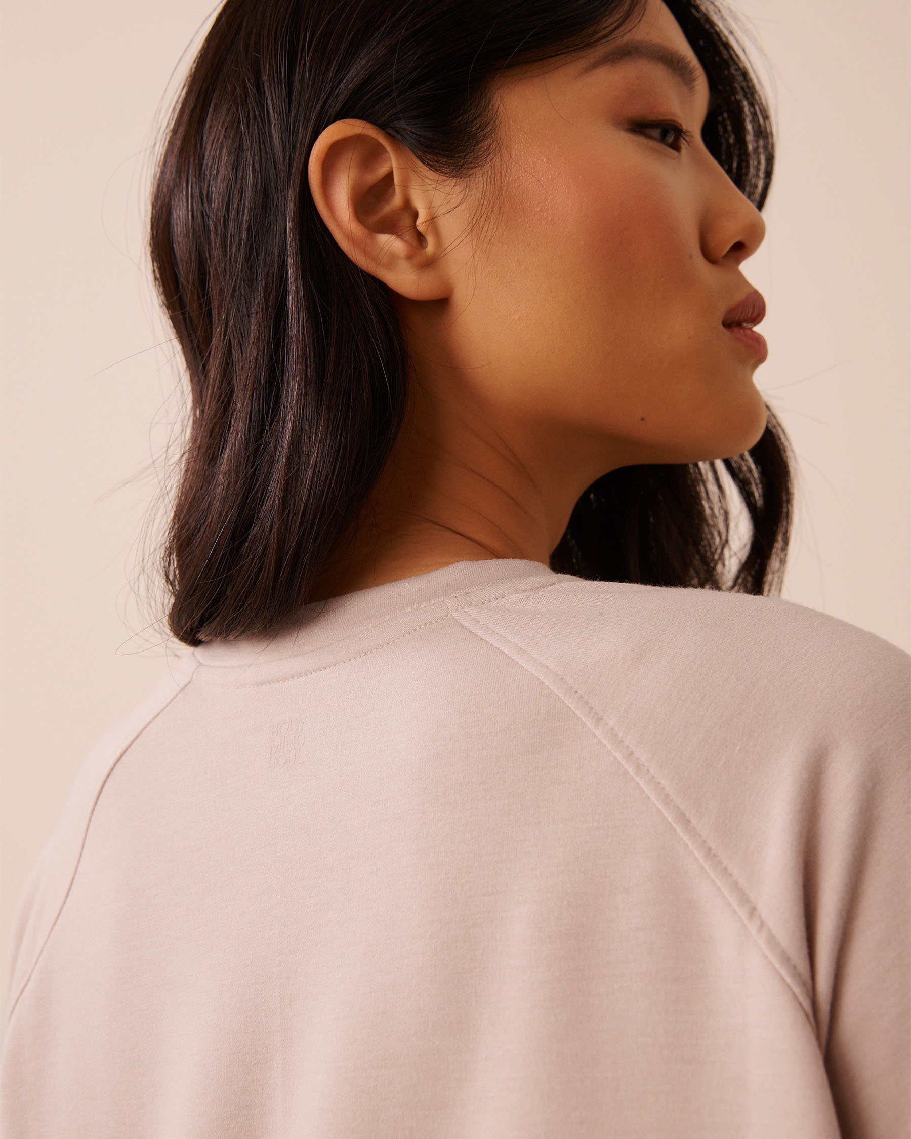 LA VIE EN ROSE T-shirt manches courtes en molleton Beige grisé 50100127 - Voir3