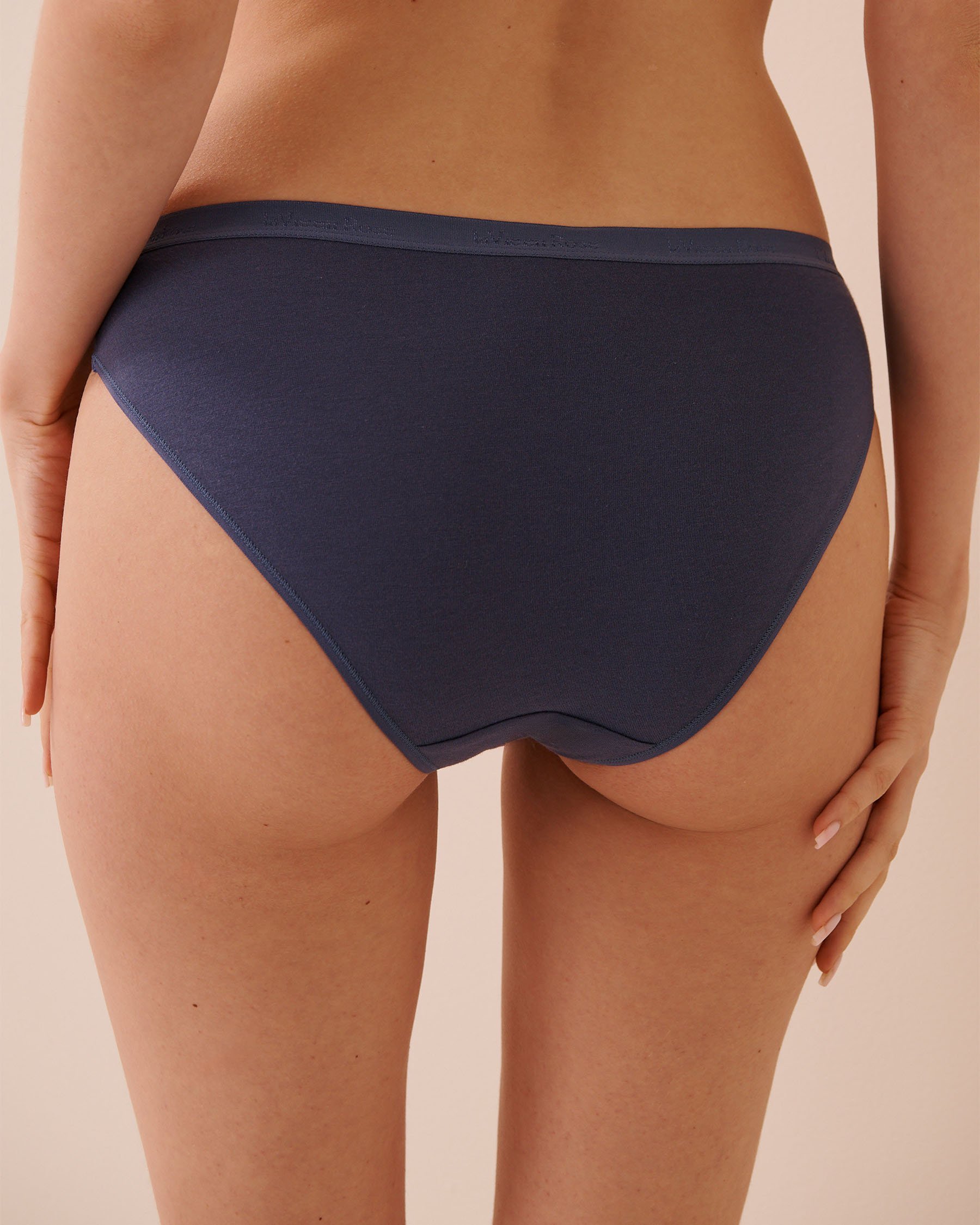 LA VIE EN ROSE Culotte bikini en coton Bleu marine 20100738 - Voir2