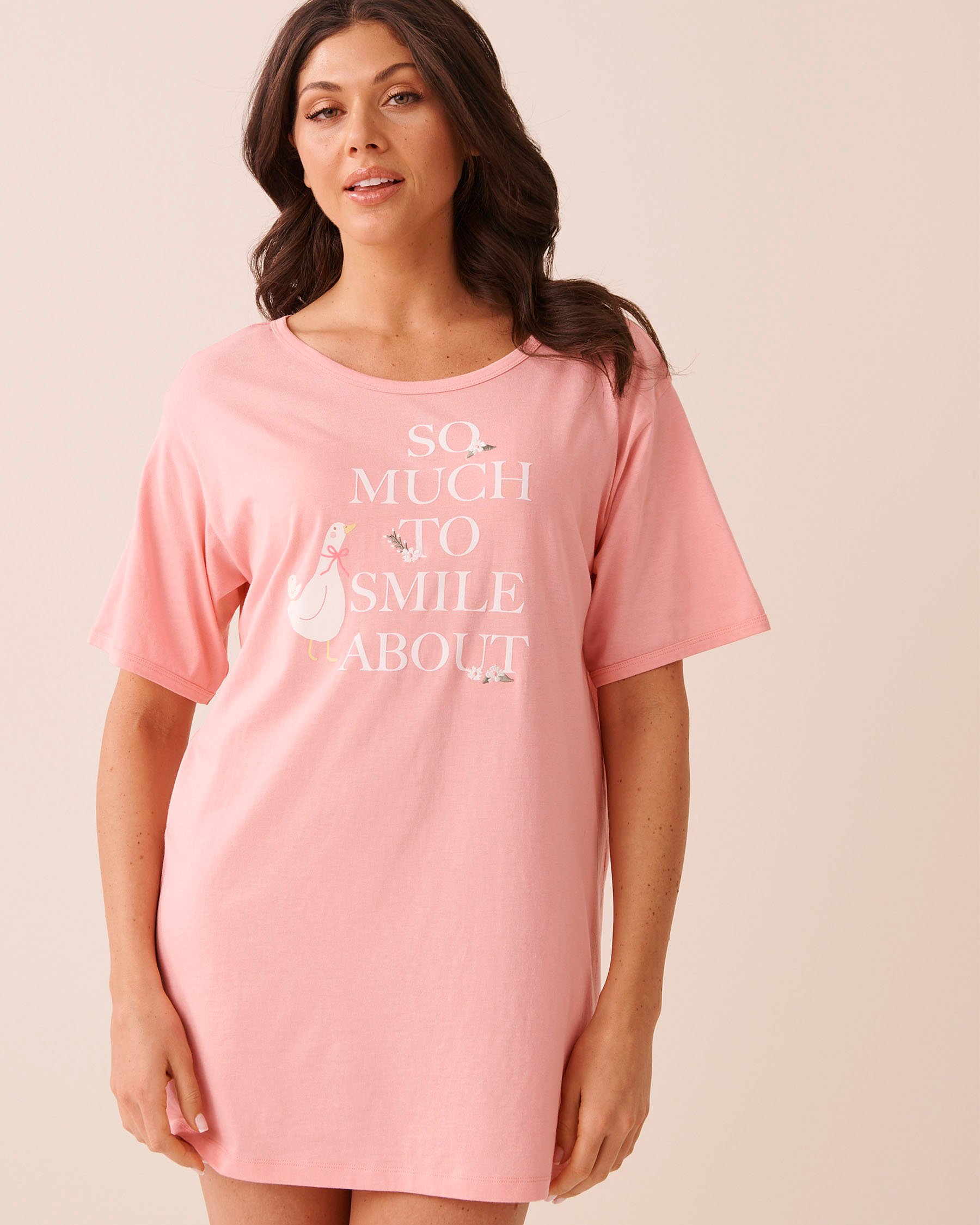 LA VIE EN ROSE Chemise de nuit imprimé oie Rose pêche 40500487 - View1