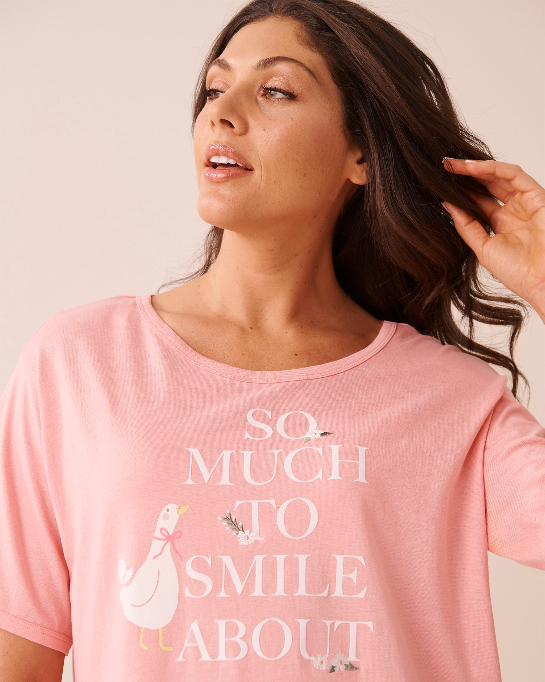 LA VIE EN ROSE Chemise de nuit imprimé oie Rose pêche 40500487 - View3