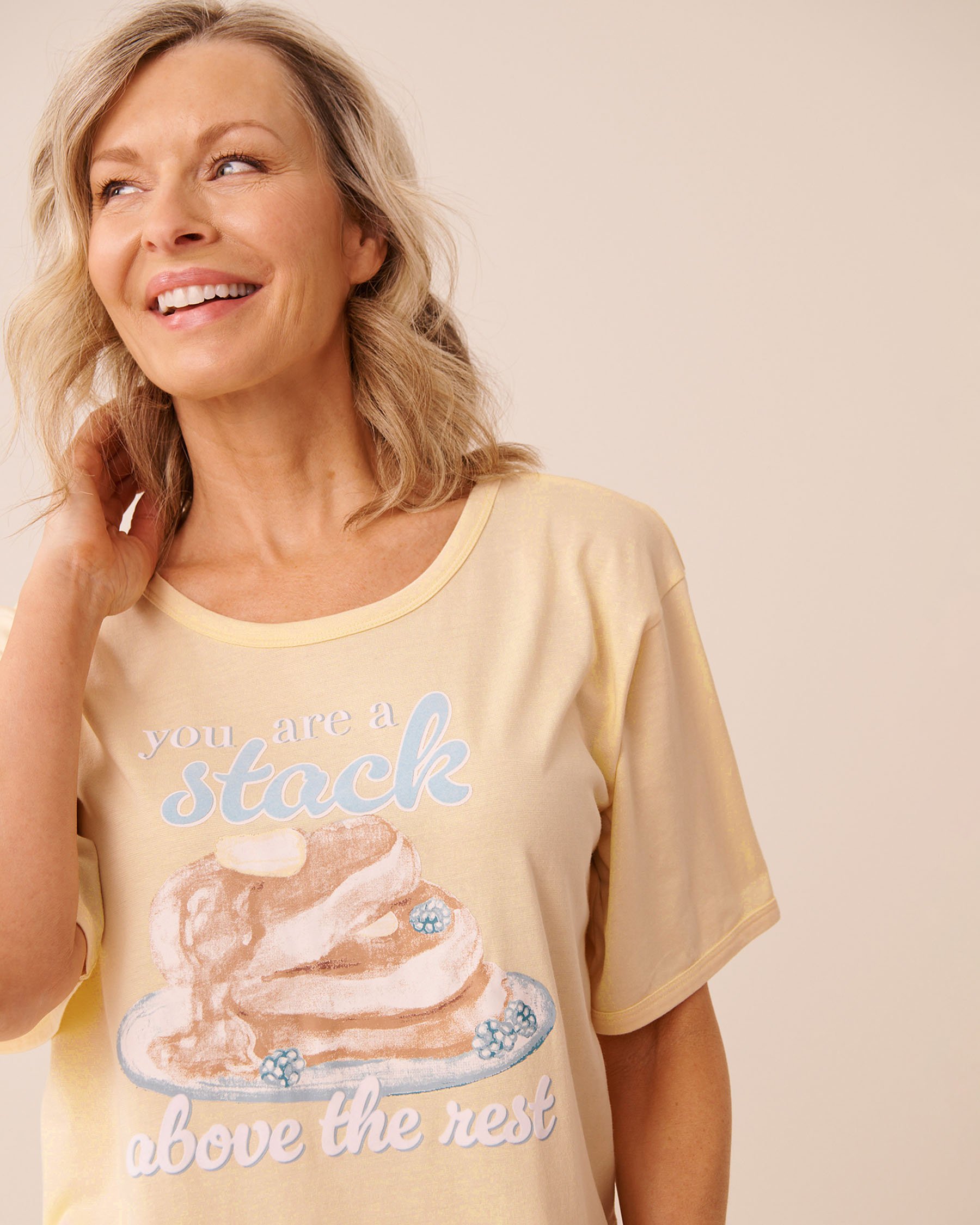 LA VIE EN ROSE Chemise de nuit imprimé pancake Jaune/Pancakes 40500487 - Voir3