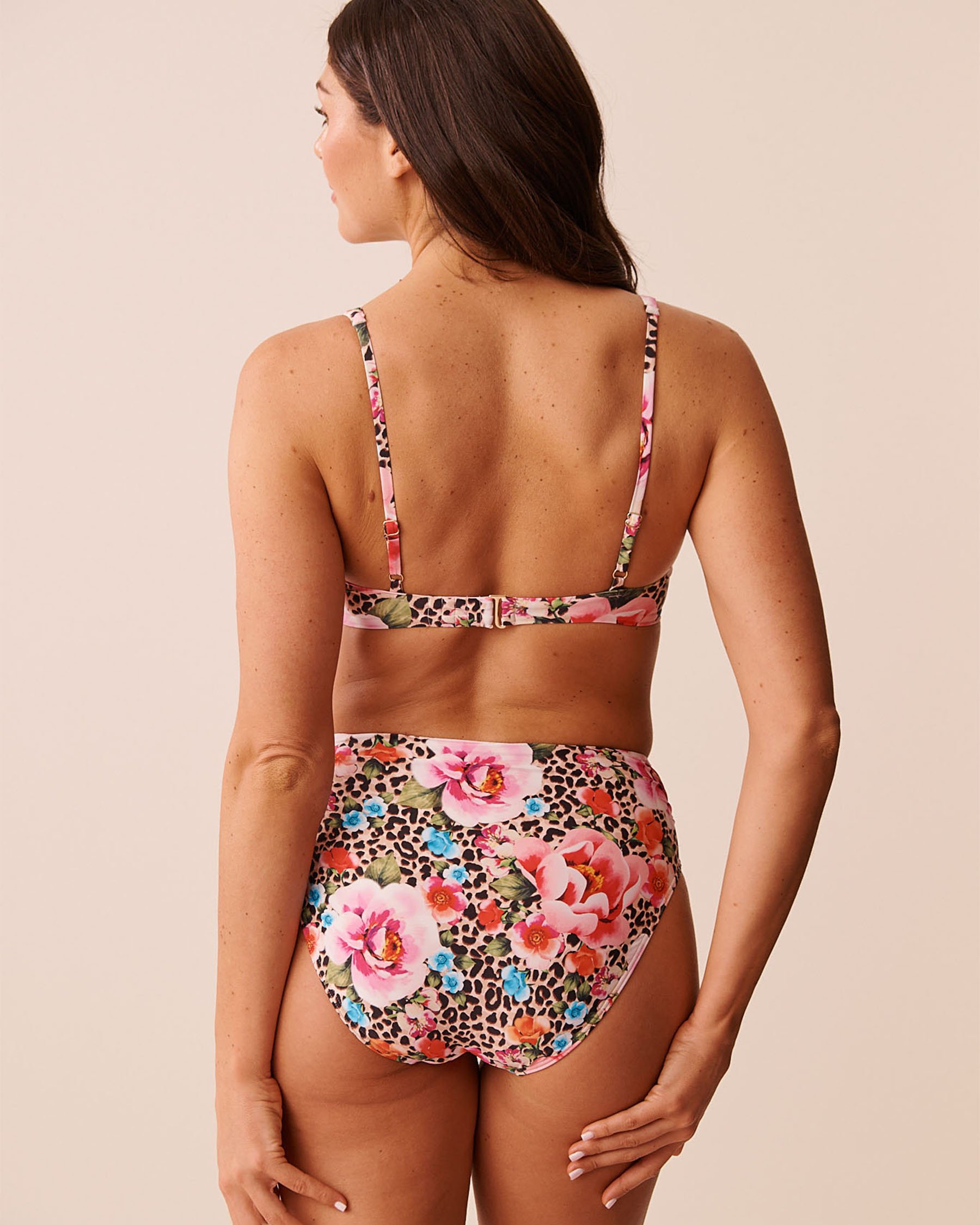 LA VIE EN ROSE AQUA FLORAL LEOPARD Plunge Bikini Top Floral Leopard 70100921 - View2