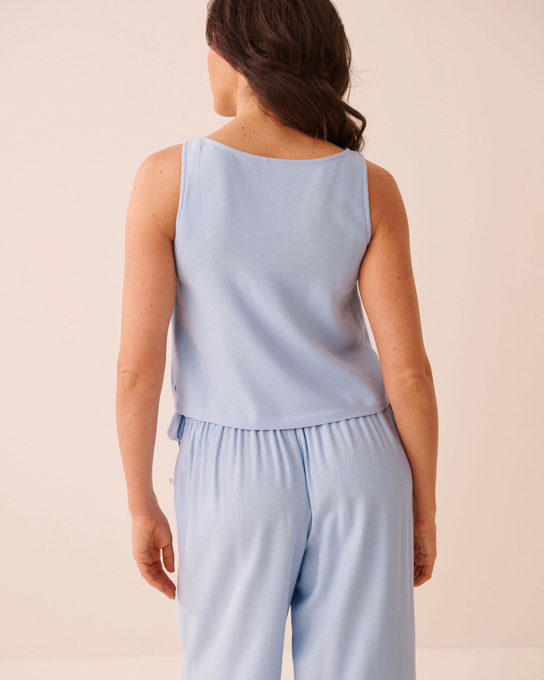 LA VIE EN ROSE AQUA Camisole en rayonne et lin Bleu poudré 80100049 - Voir2