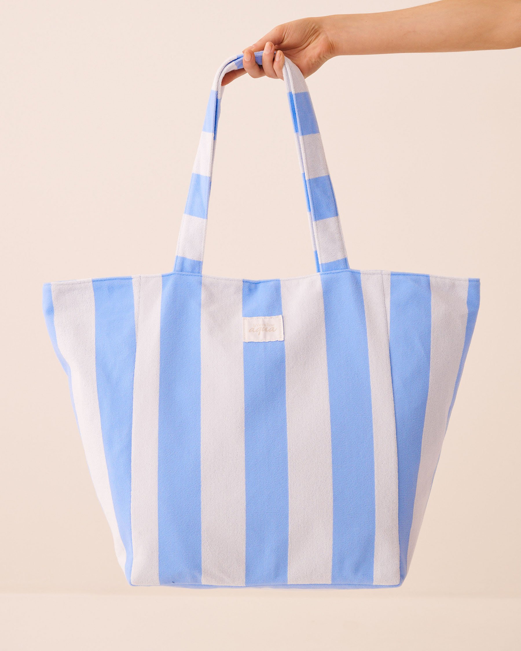 LA VIE EN ROSE AQUA Sac de plage rayé en ratine Rayures bleues 80500133 - View3