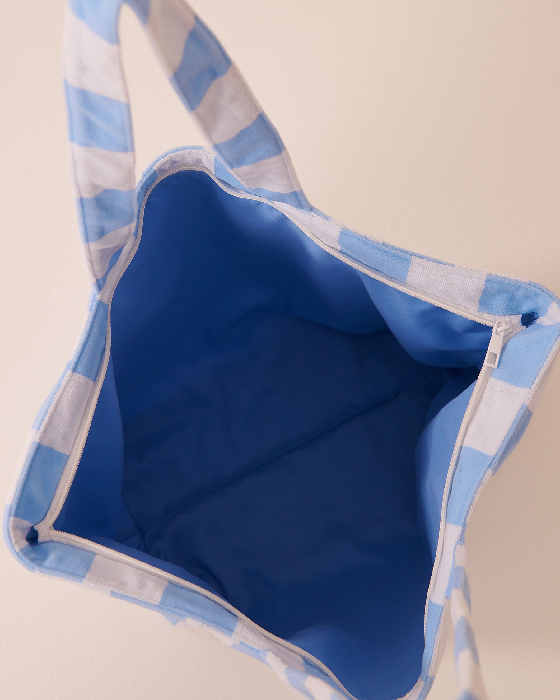 LA VIE EN ROSE AQUA Sac de plage rayé en ratine Rayures bleues 80500133 - View4