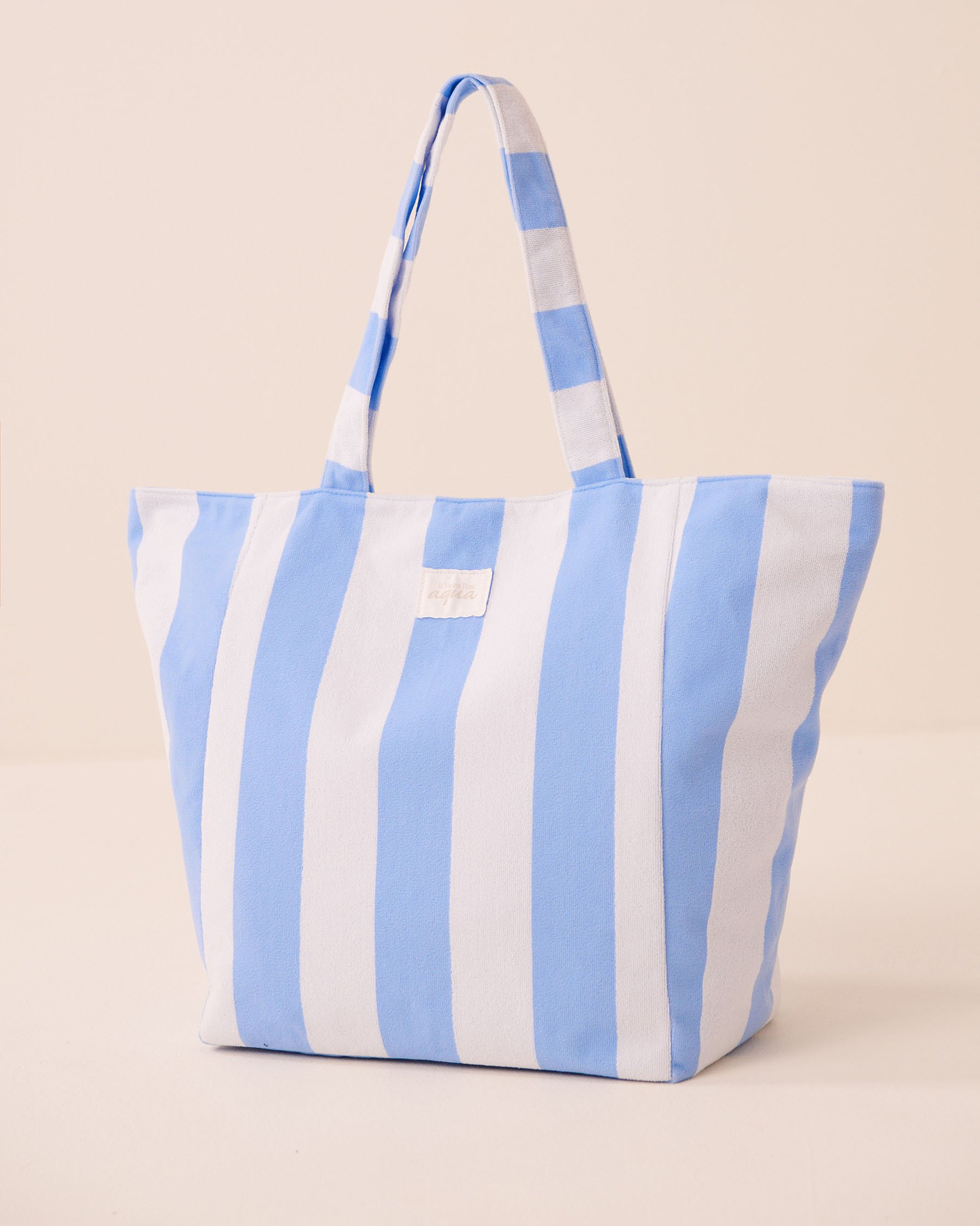LA VIE EN ROSE AQUA Sac de plage rayé en ratine Rayures bleues 80500133 - View5