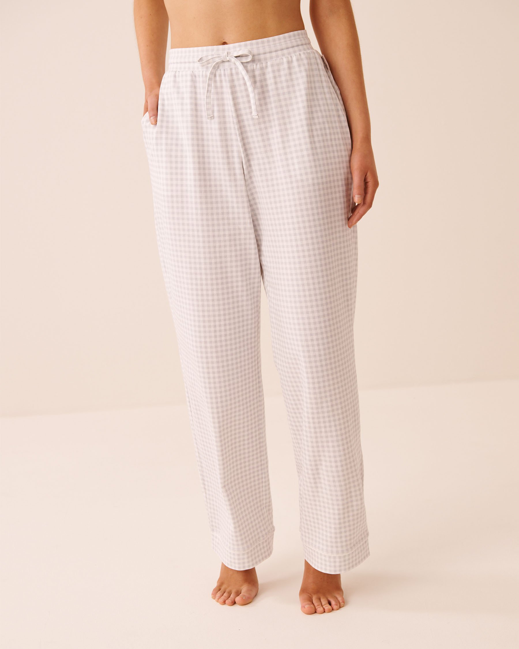 LA VIE EN ROSE Pantalon de pyjama en coton Vichy gris 40200840 - View1