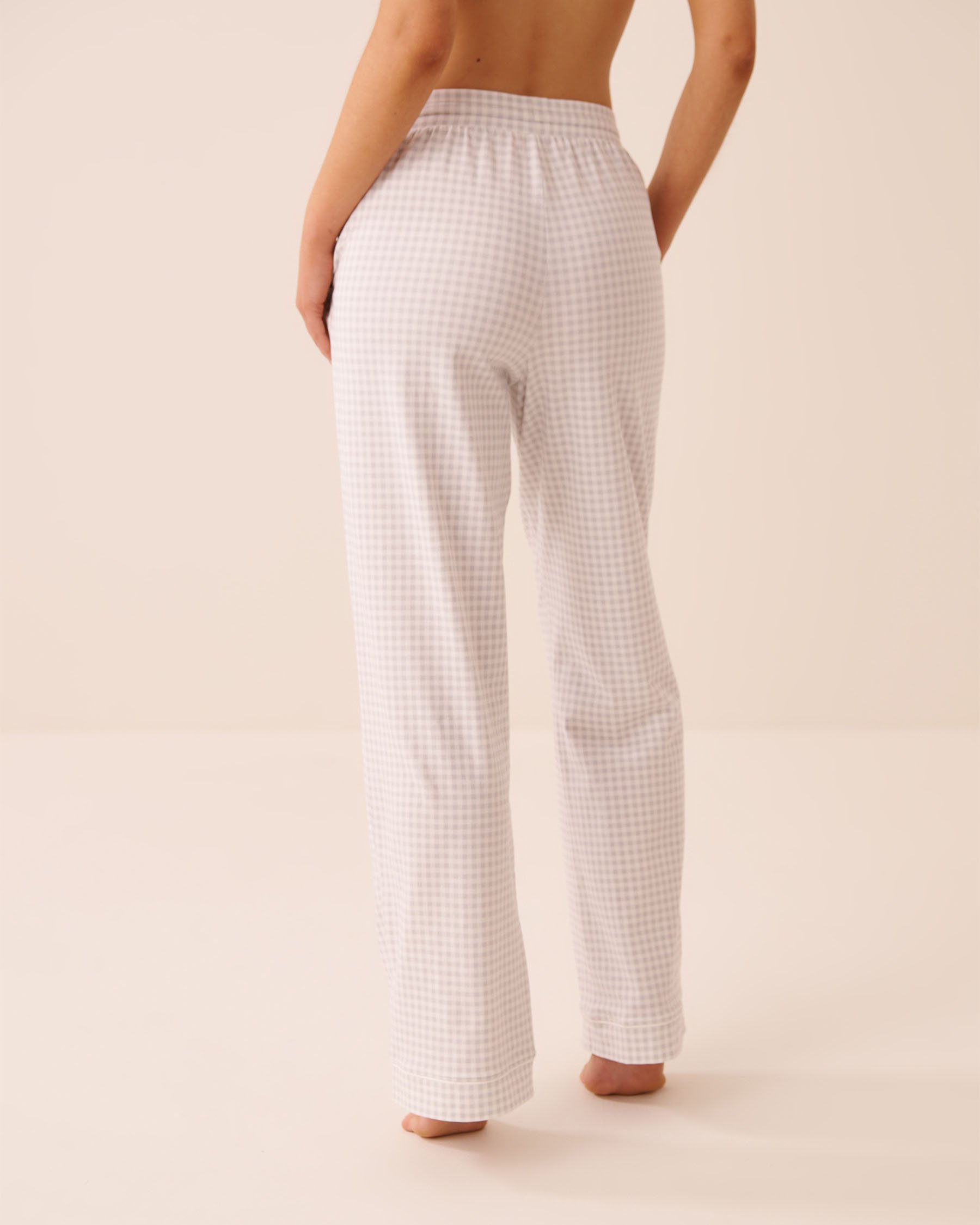 LA VIE EN ROSE Pantalon de pyjama en coton Vichy gris 40200840 - View2