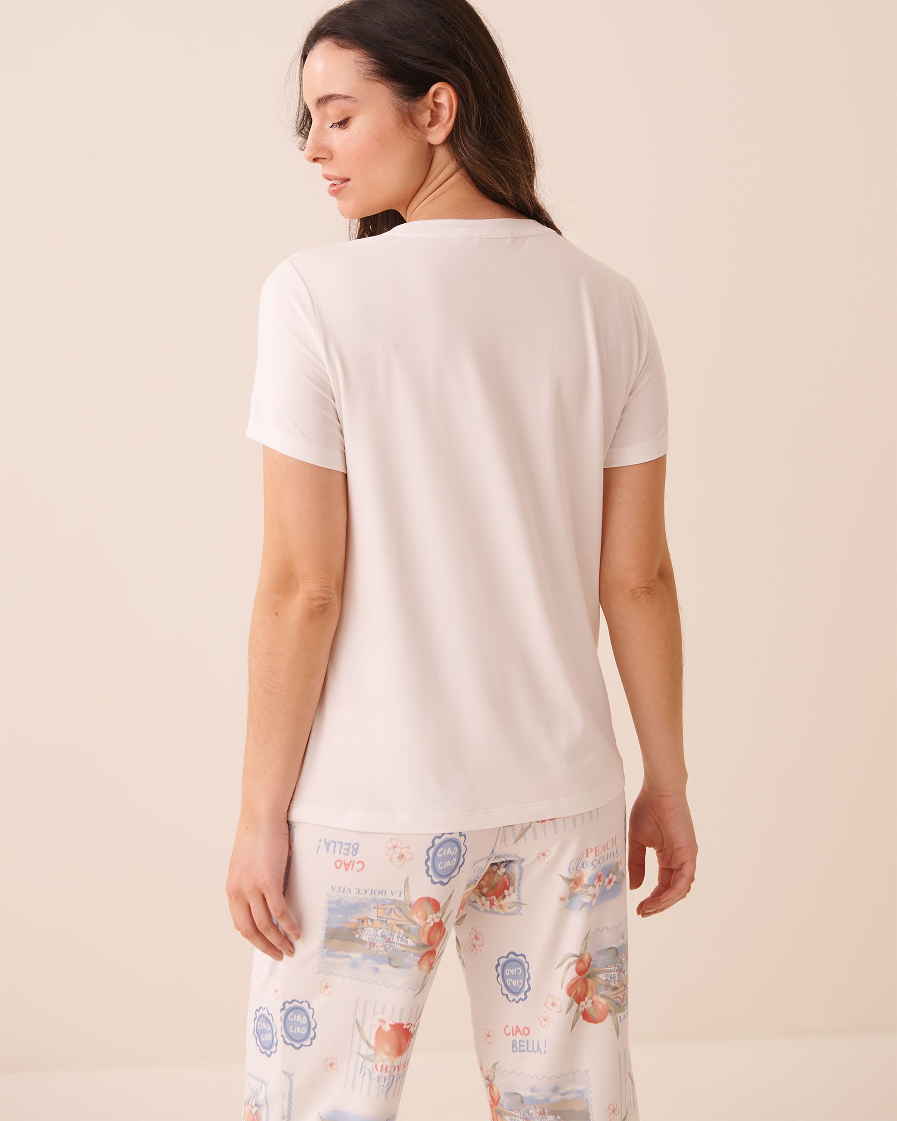 LA VIE EN ROSE T-shirt ultra doux imprimé dolce vita Blanc 40100864 - Voir2