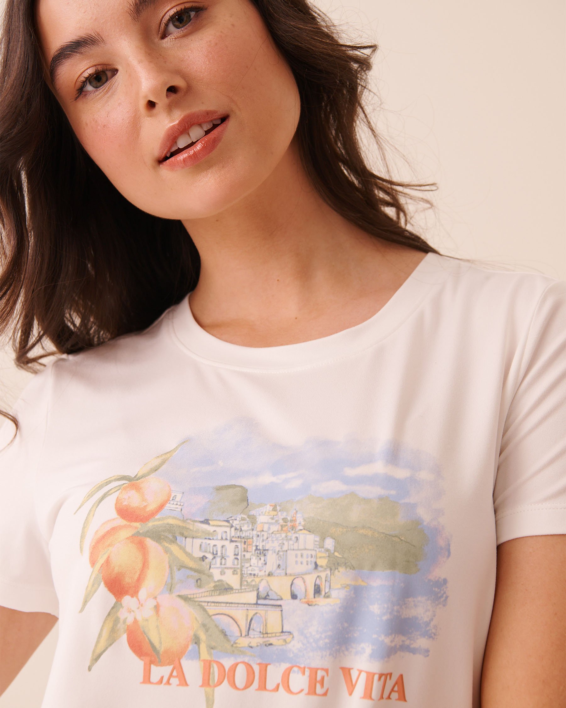 LA VIE EN ROSE T-shirt ultra doux imprimé dolce vita Blanc 40100864 - Voir3