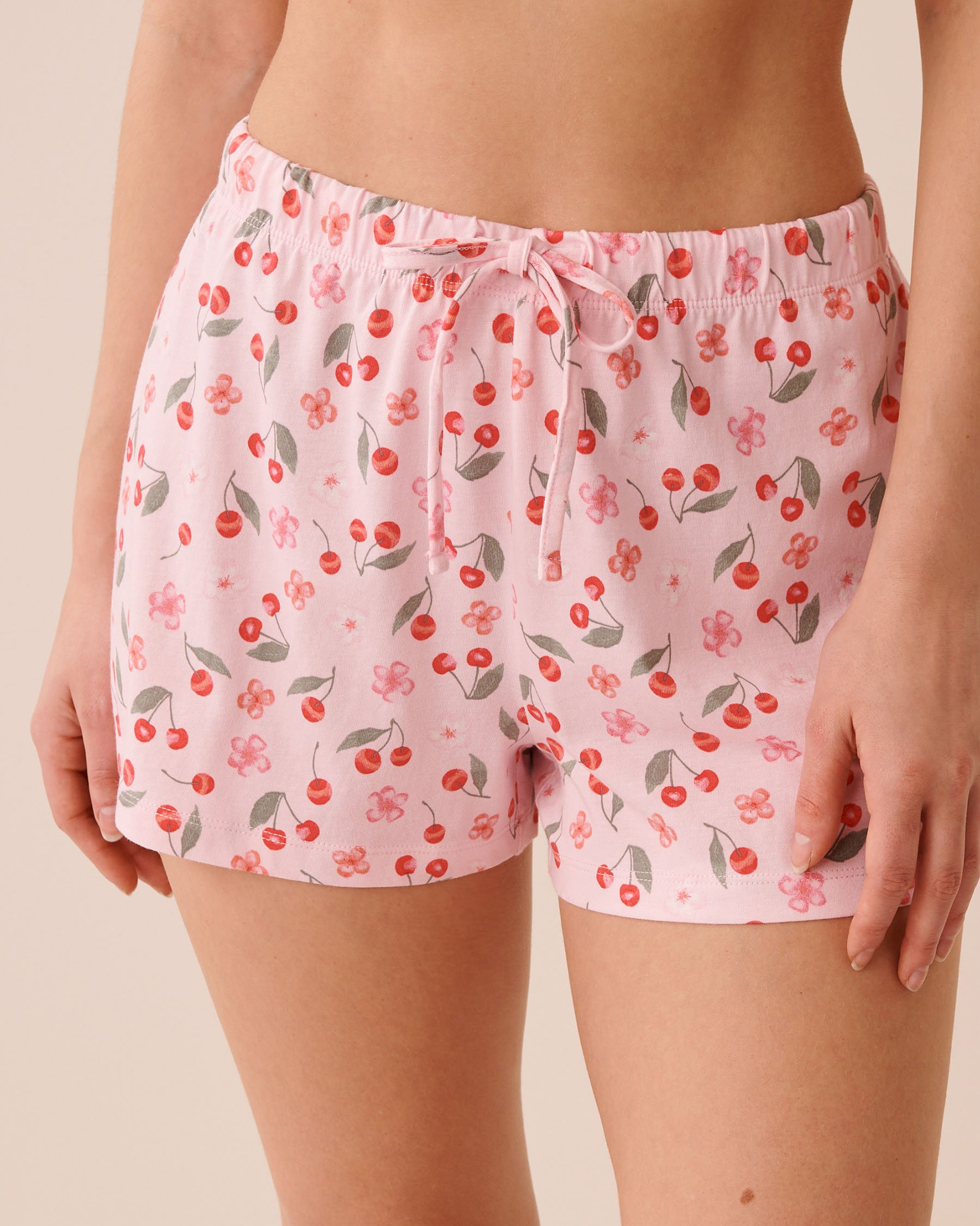 LA VIE EN ROSE Floral Cherry Print Shirt PJ Set Pink/Cherries 40400096 - View4