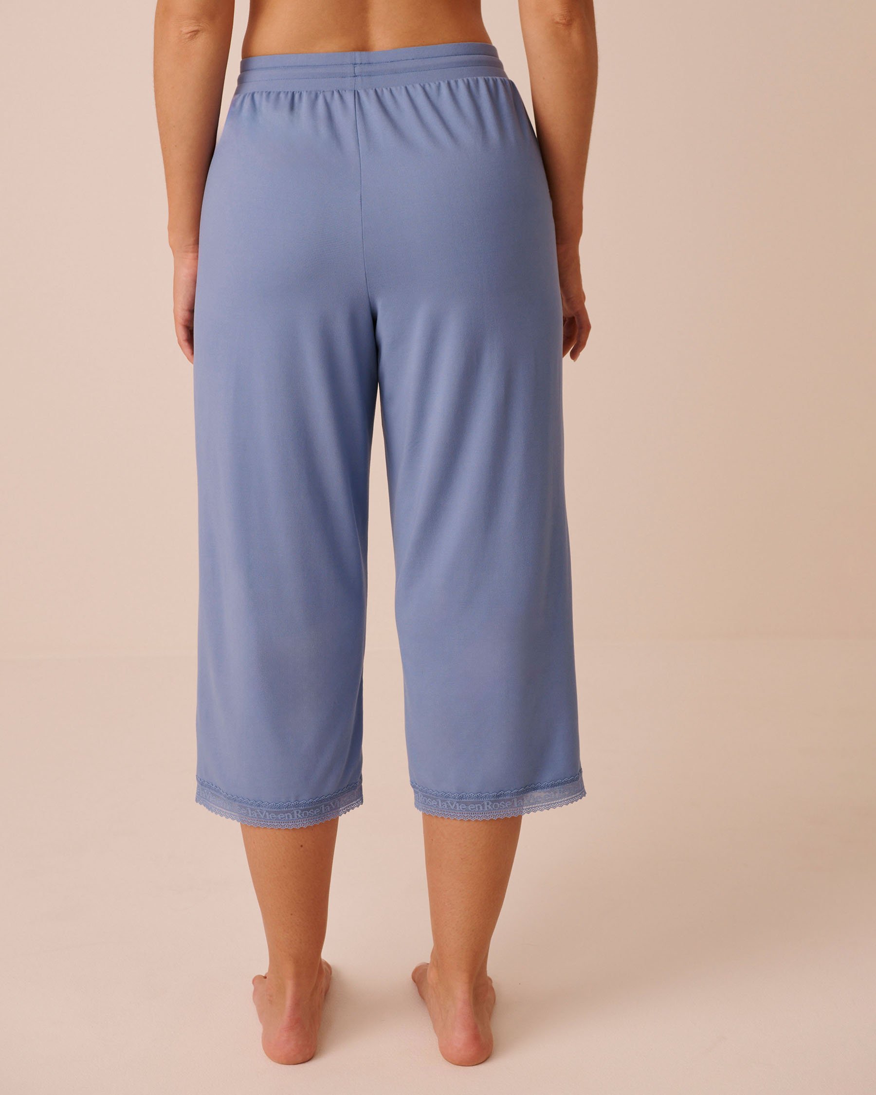 LA VIE EN ROSE Logo Lace Trim Super Soft Pajama Capris Quiet Blue 40200856 - View2