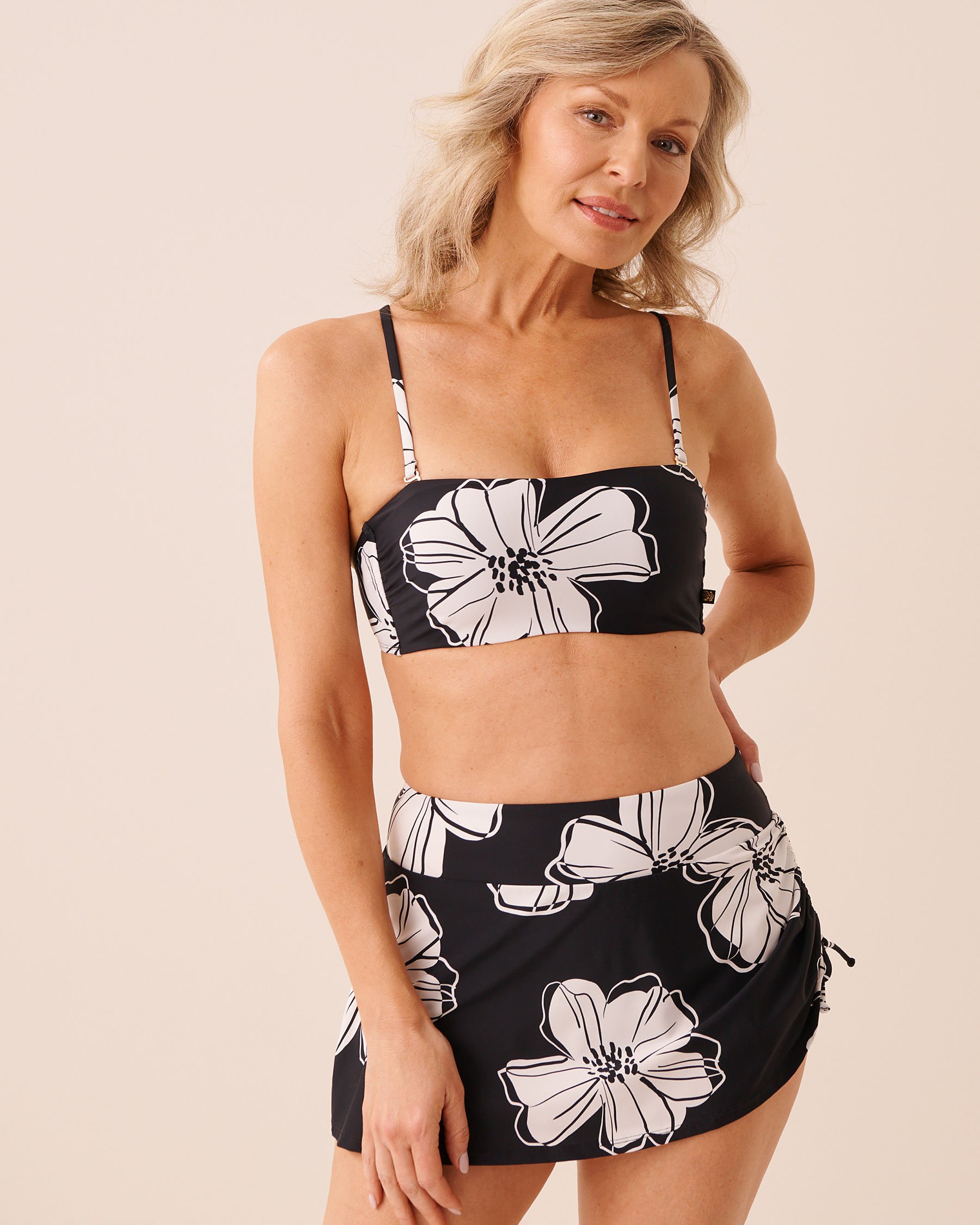 LA VIE EN ROSE AQUA Bas de bikini jupe taille haute BLACK HIBISCUS Hibiscus noir 70300899 - View5