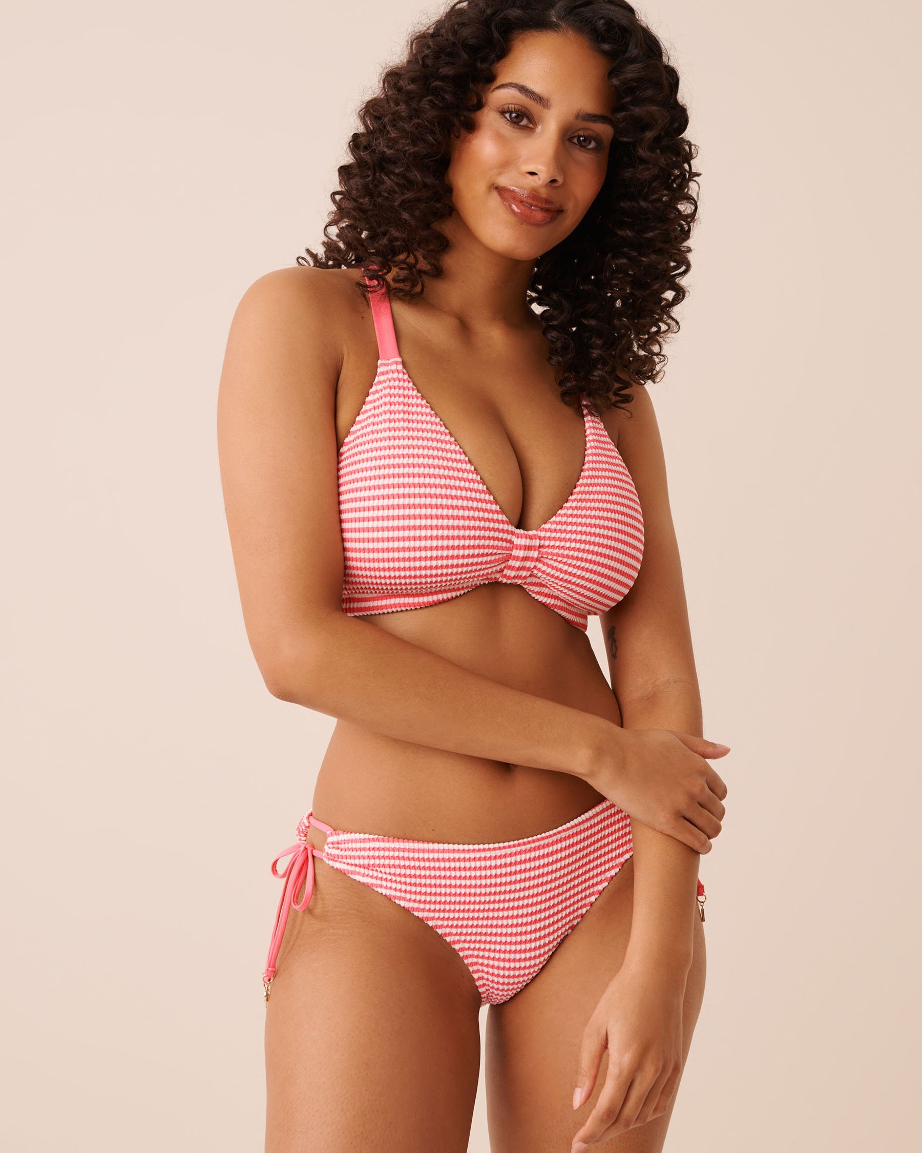 LA VIE EN ROSE AQUA BUBBLEGUM STRIPE Side Tie Bikini Bottom Bubblegum Pink Stripes 70300891 - View5