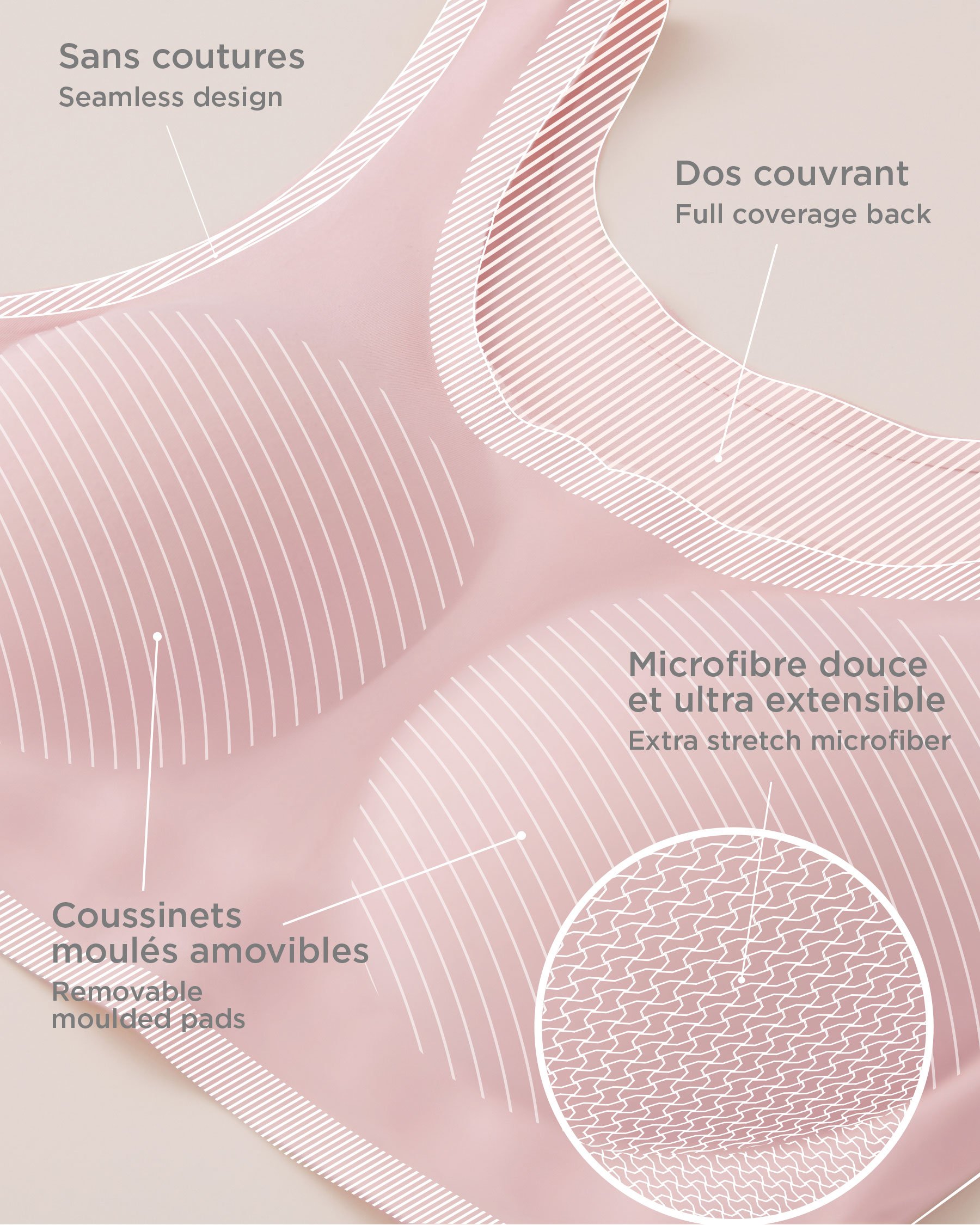 LA VIE EN ROSE Lightly Lined Full Coverage Lounge Tank Bra Pink 534-113-0-00 - View5