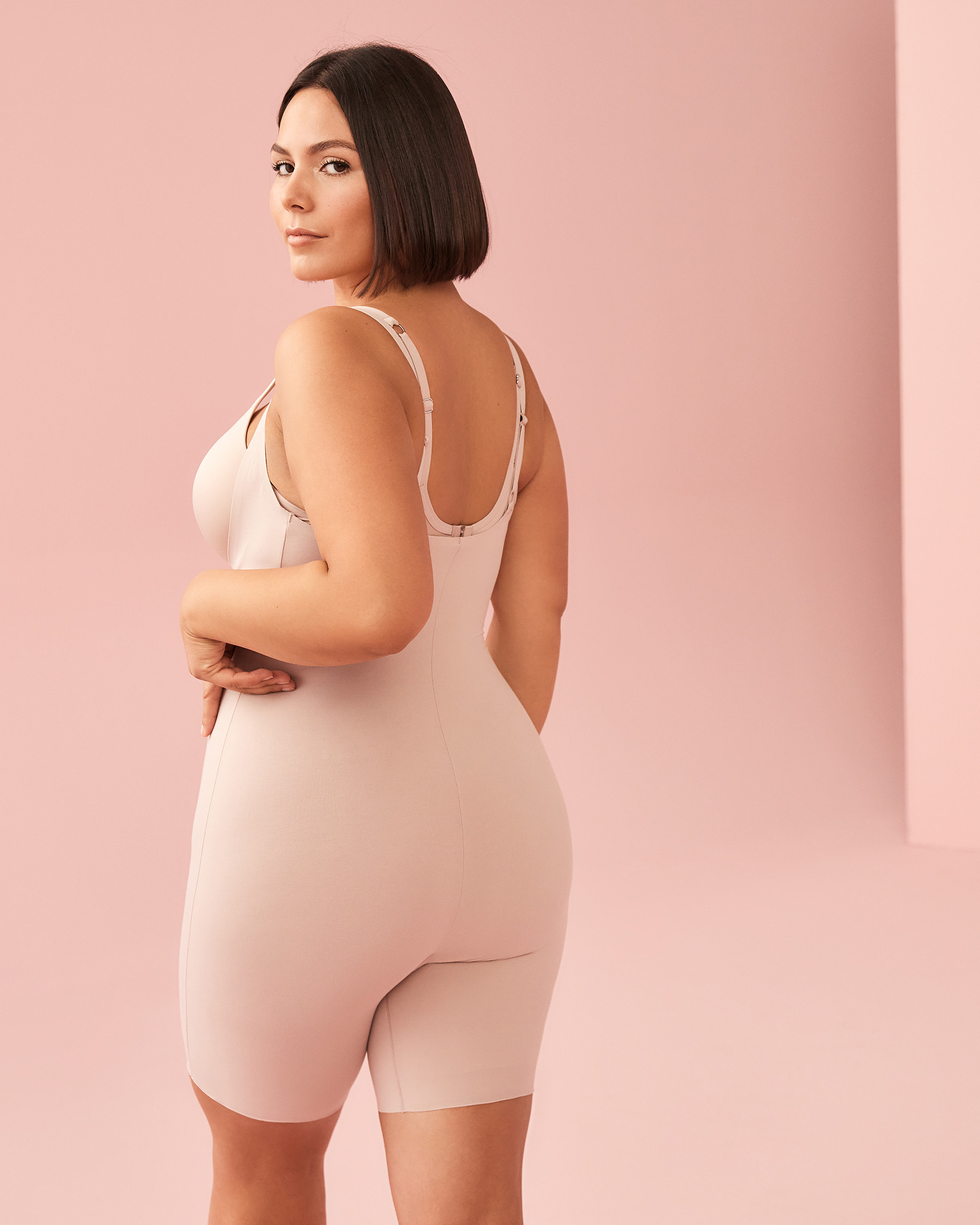 LA VIE EN ROSE Open Bust Cotton Shaping Bodysuit Shadow grey 30300001 - View2