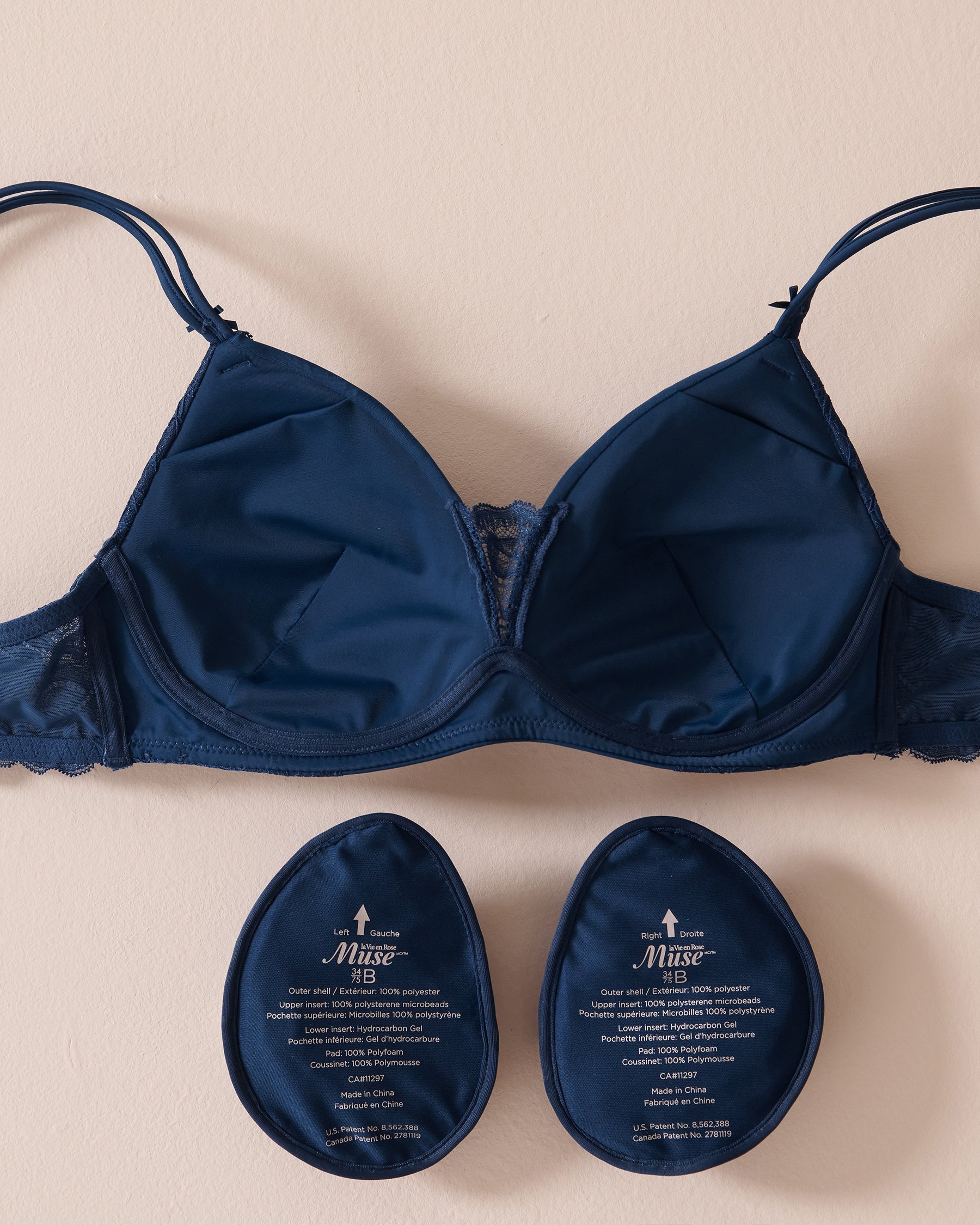 LA VIE EN ROSE Soutien-gorge mastectomie doublure légère sans armatures Bleu foncé 10200374 - View2