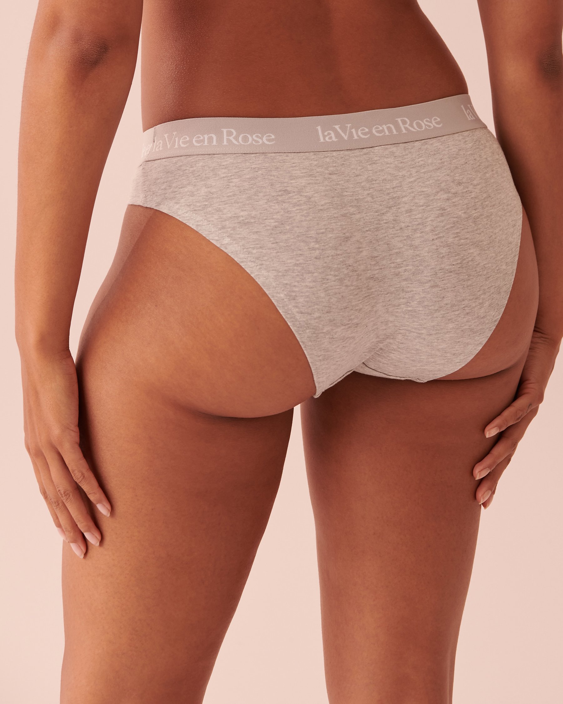 LA VIE EN ROSE Cotton and Logo Elastic Band Bikini Panty Grey 20100100 - View2
